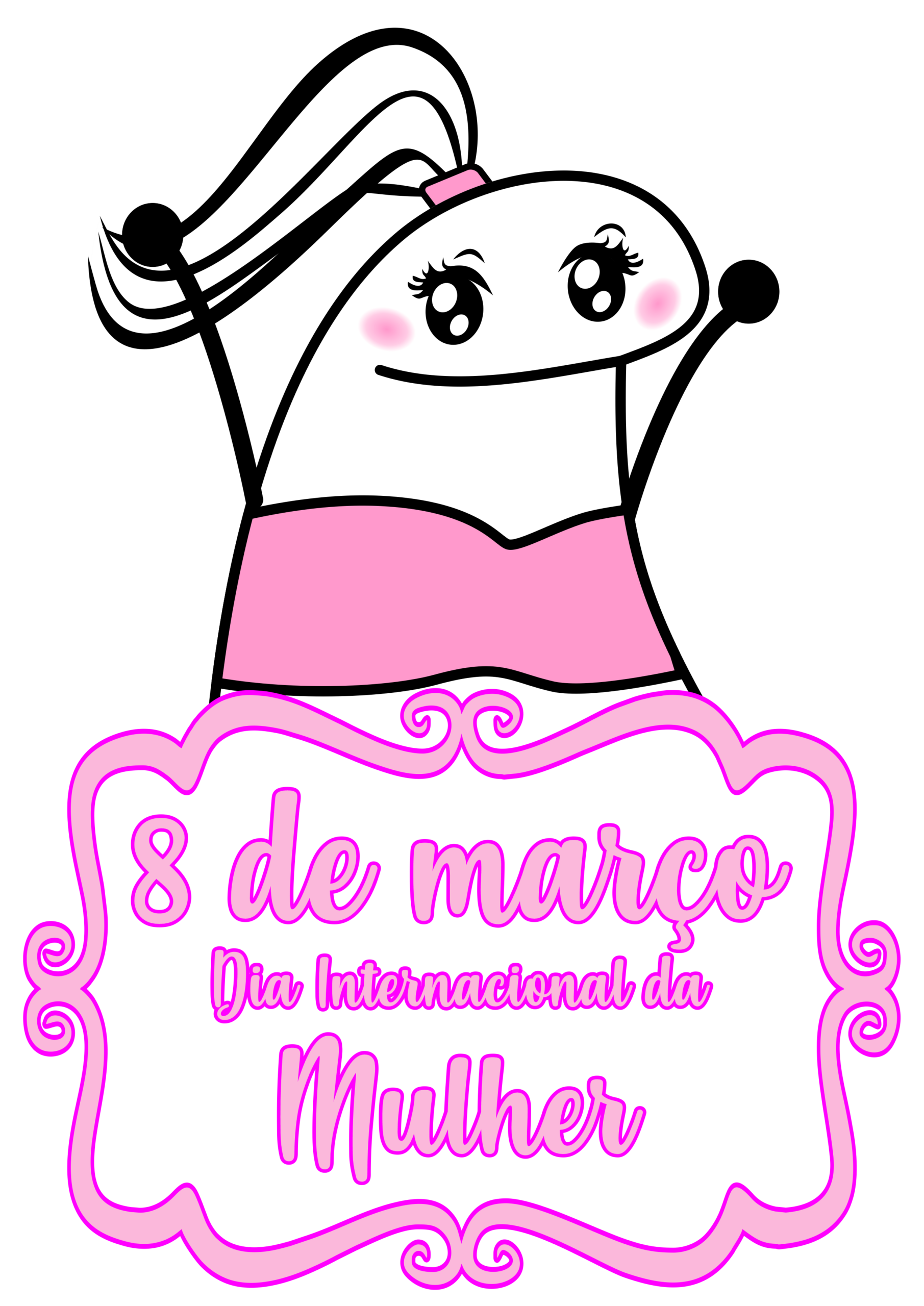 Figurinhas engraçadas dia internacional da mulher 8 de março pronto para imprimir e decorar png