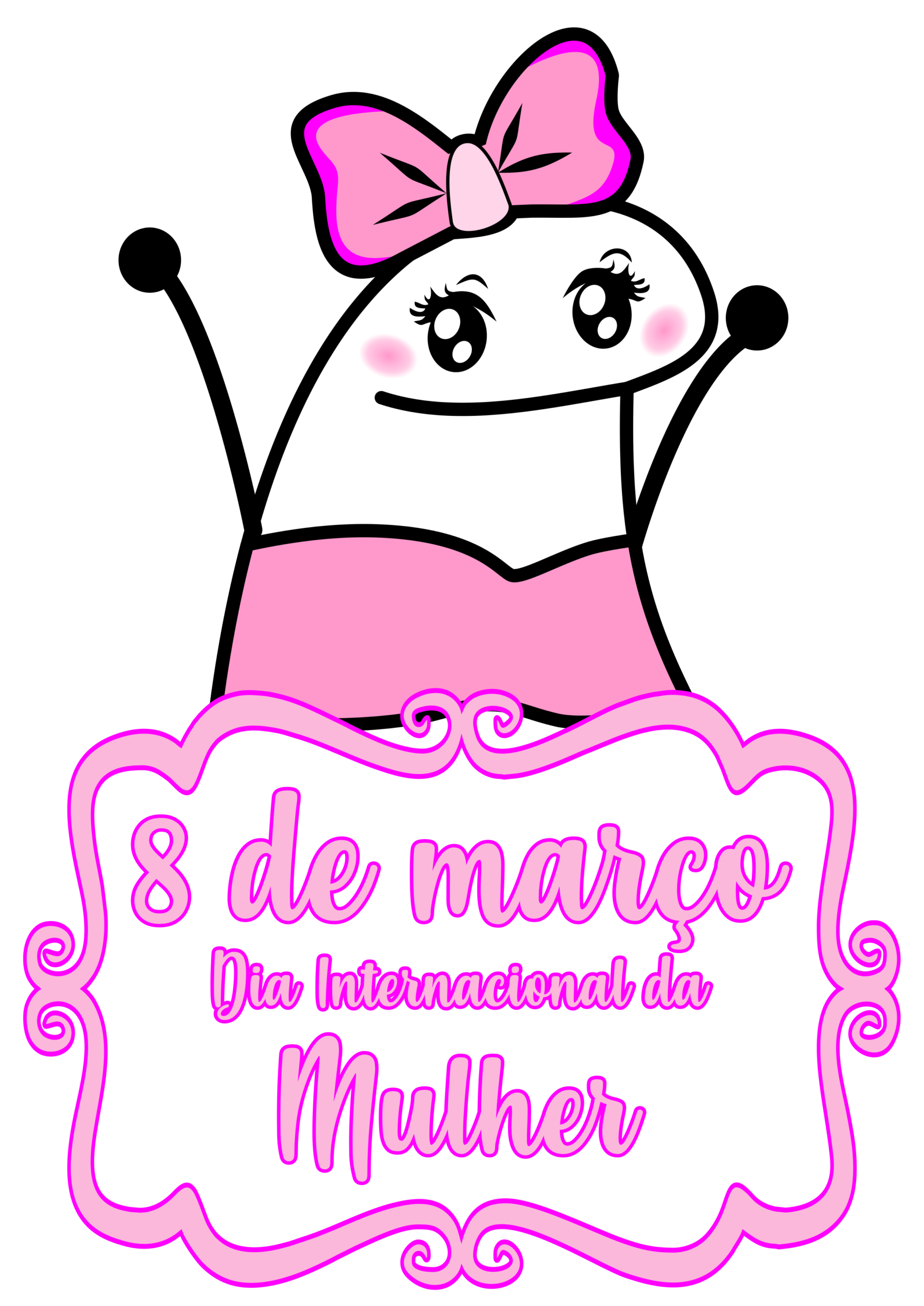 Figurinhas engraçadas dia internacional da mulher pronto para imprimir e decorar png