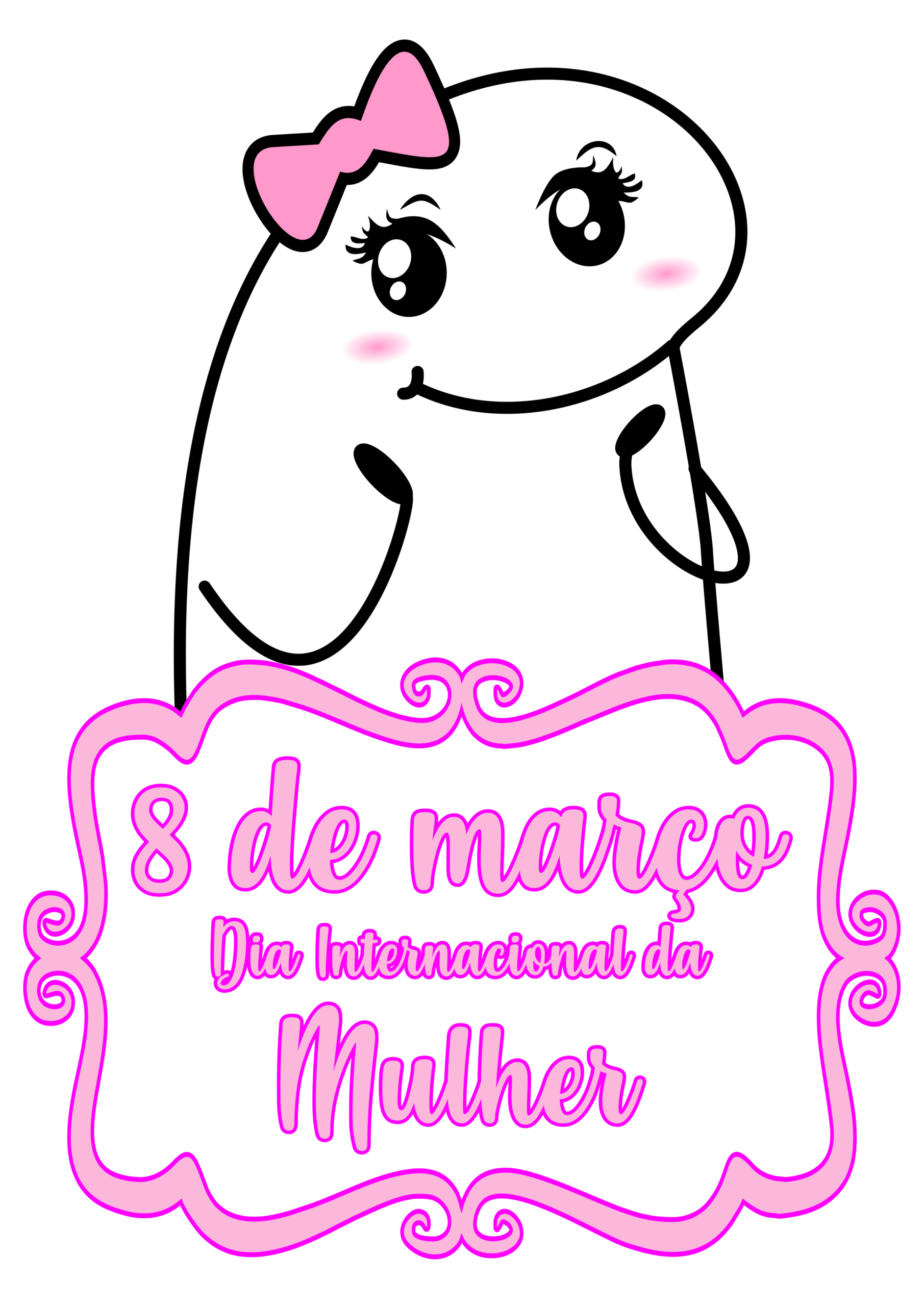 Dia internacional da mulher flork figurinha engraçada artes gráficas fundo transparente png
