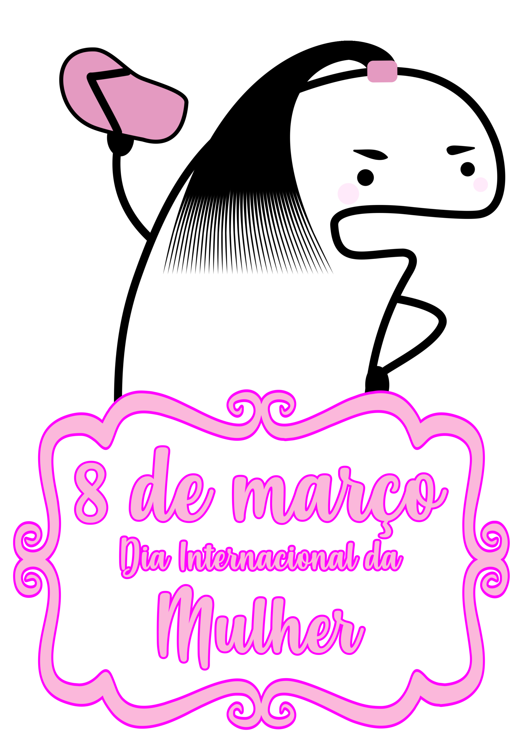 Dia internacional da mulher figurinha engraçada artes gráficas para imprimir png