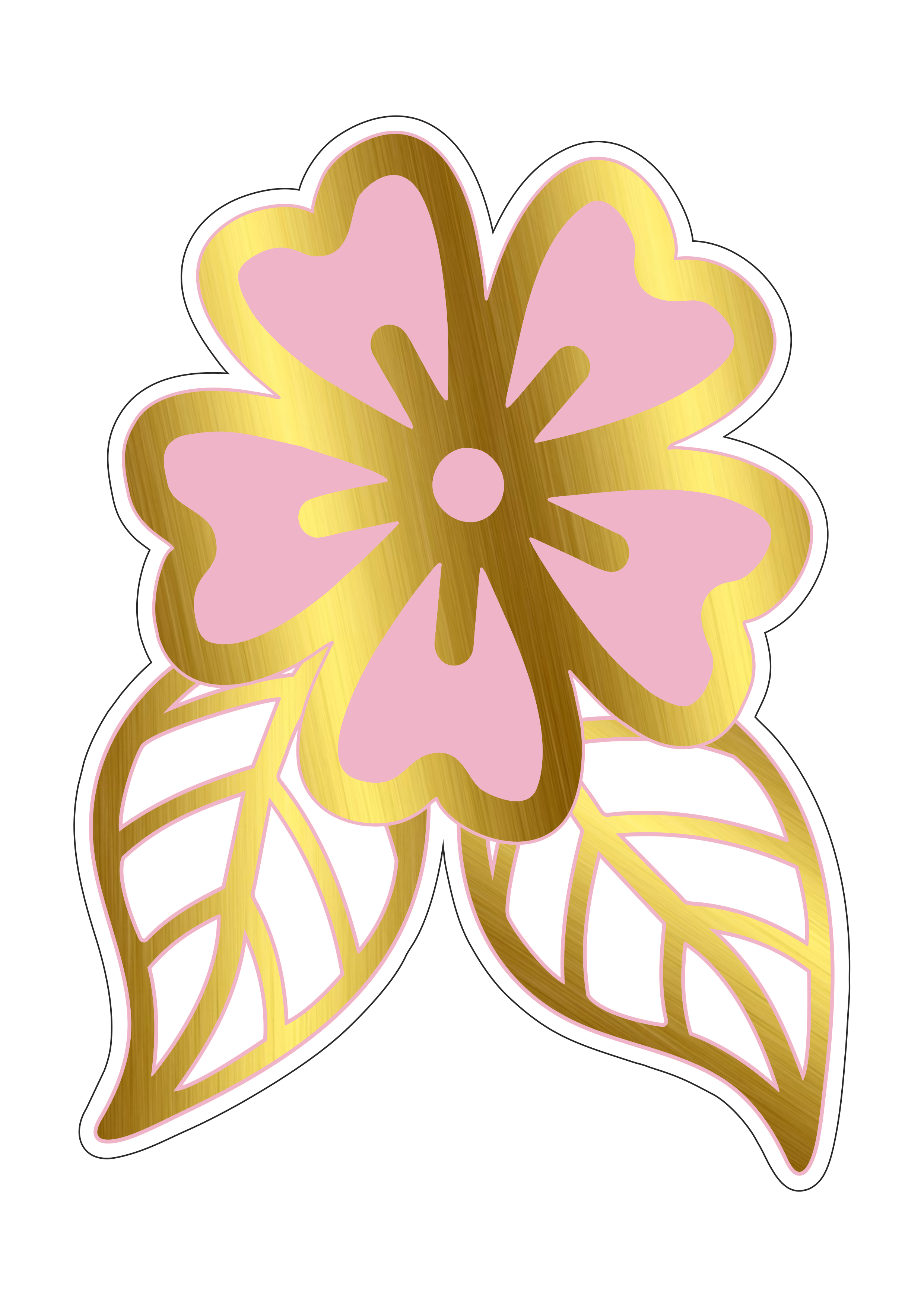 Flor dourada cor rosa ilustração fundo transparente png