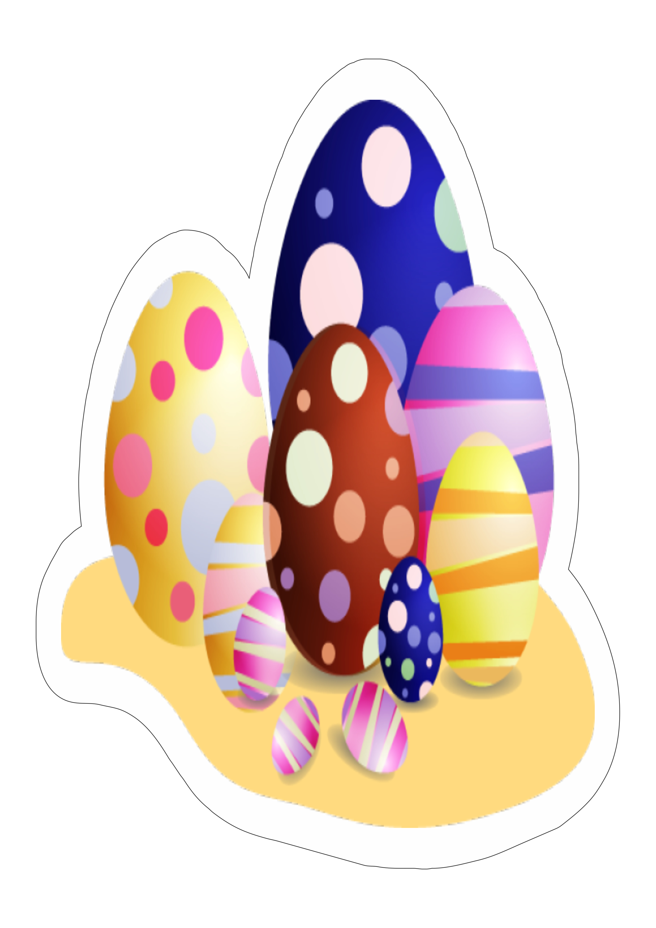 Ovos de páscoa colorido artes gráficas imagem com contorno png