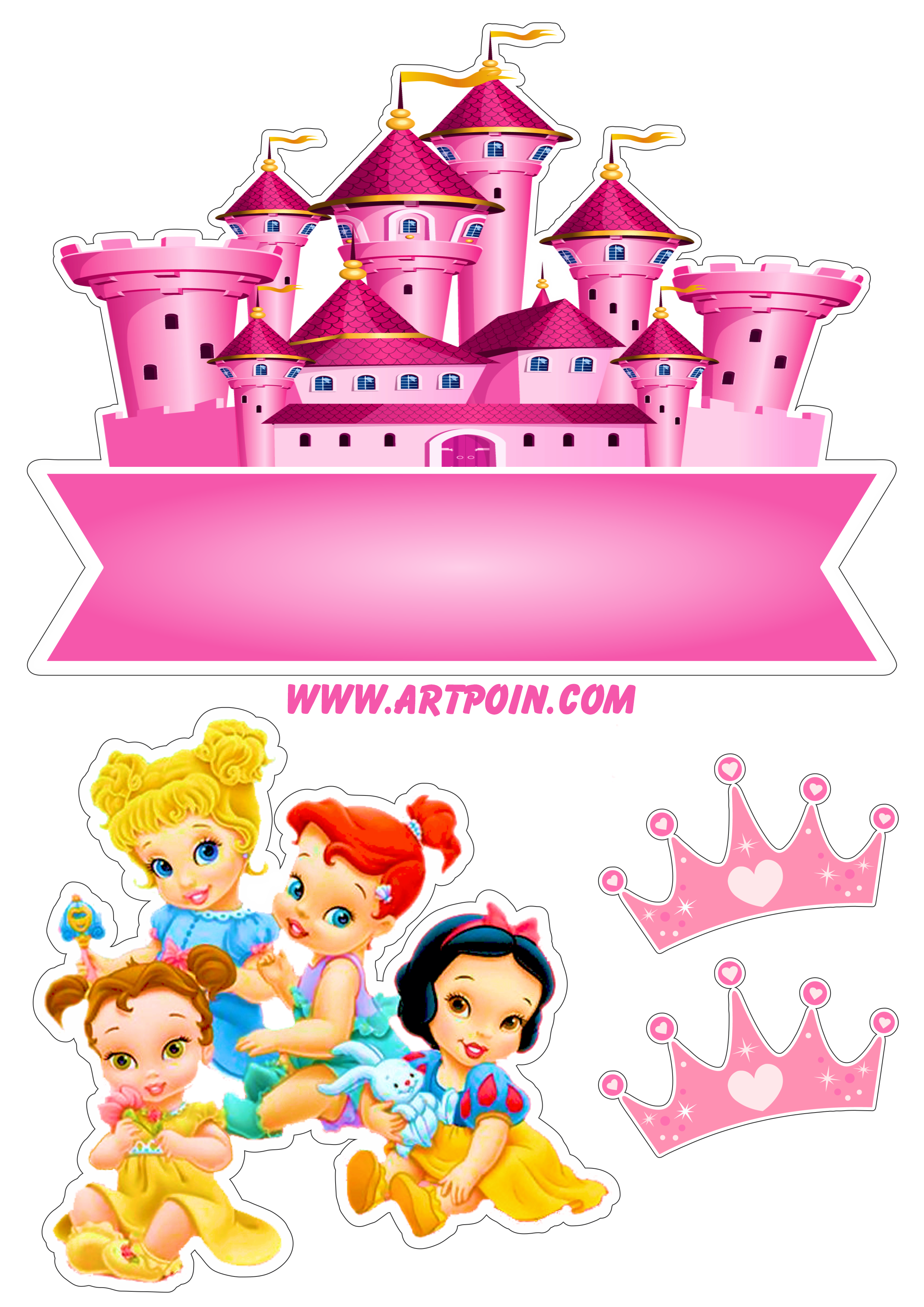 Princesas disney baby topo de bolo decoração de festa png
