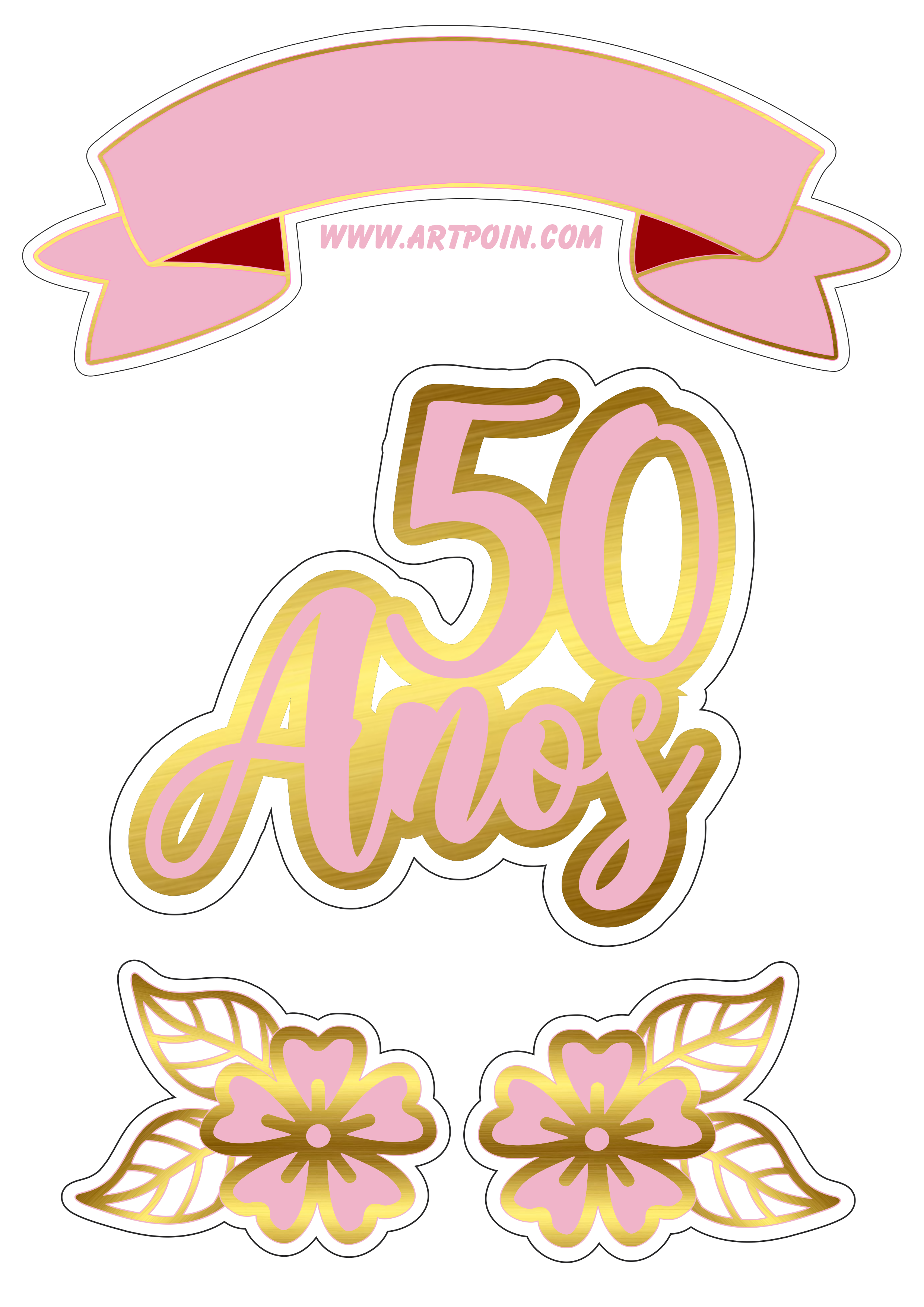 Festa de aniversario de 50 anos bolo comida balão [download] - Designi