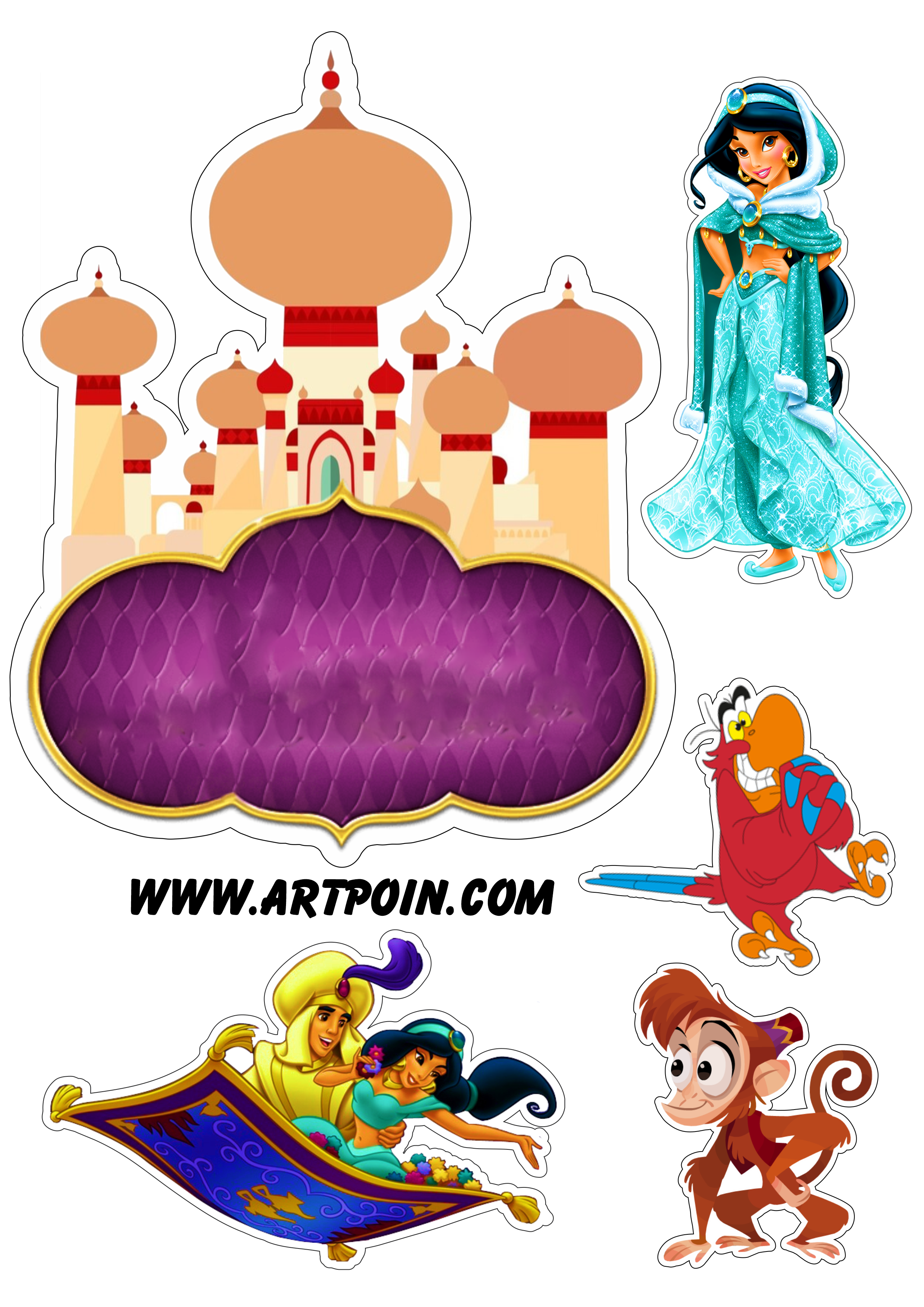 Princesa Jasmine topo de bolo Castelo do Aladdin festa pronta png