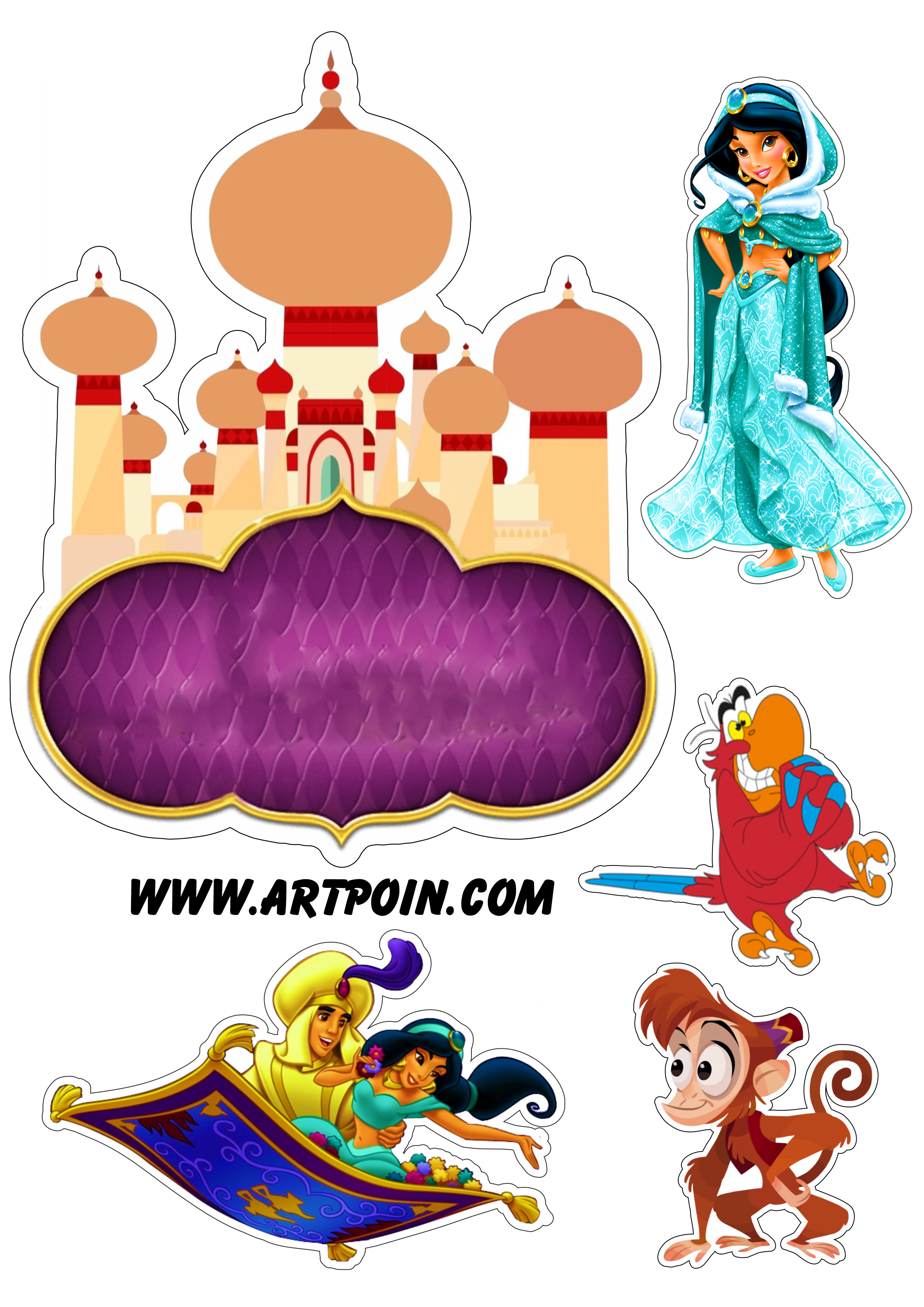 TOPO DE BOLO PRINCESA JASMINE TOPPER PERSONALIZADO JASMINE