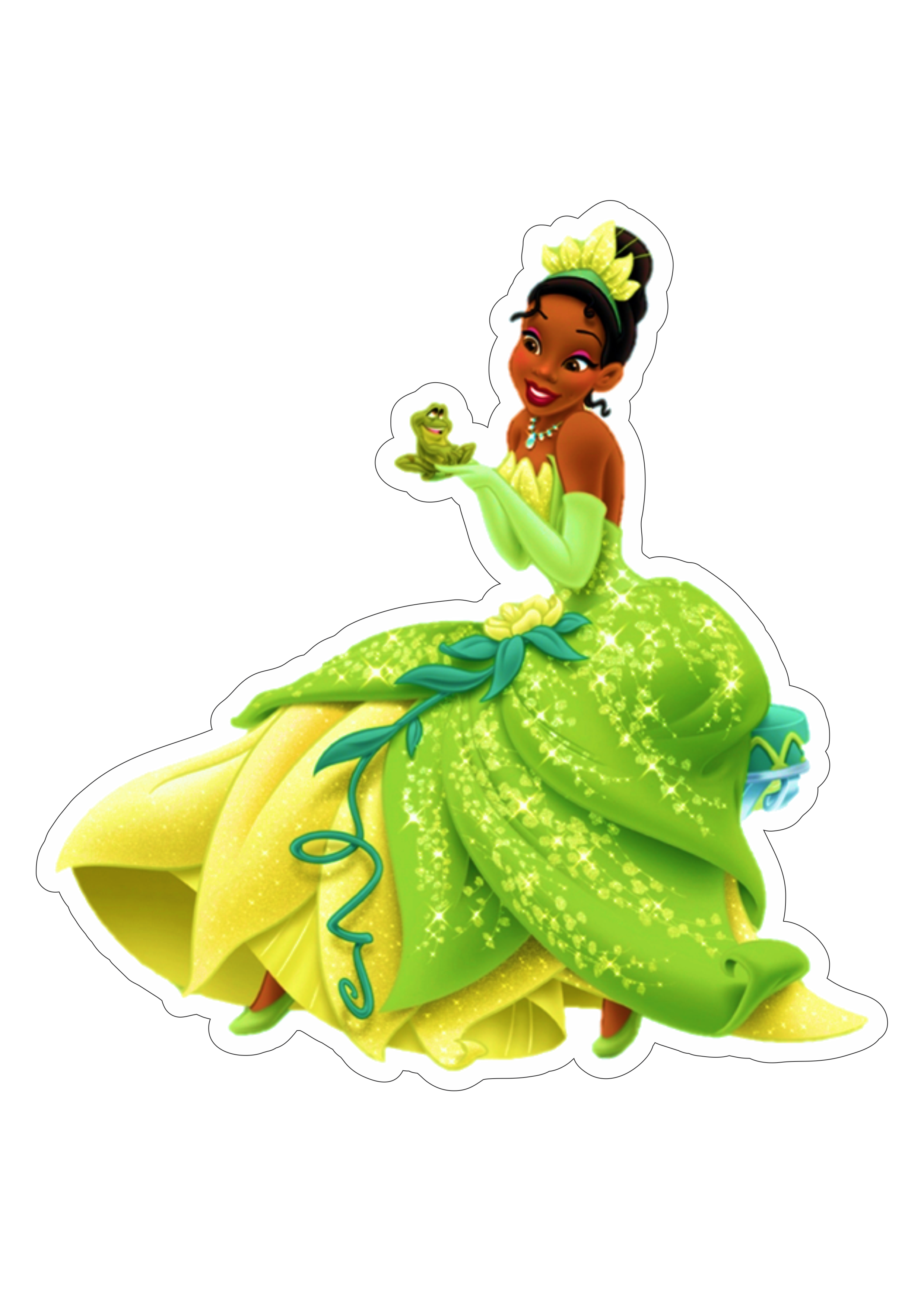Topo para bolo Princesa e o sapo Disney personalizado nome e idade