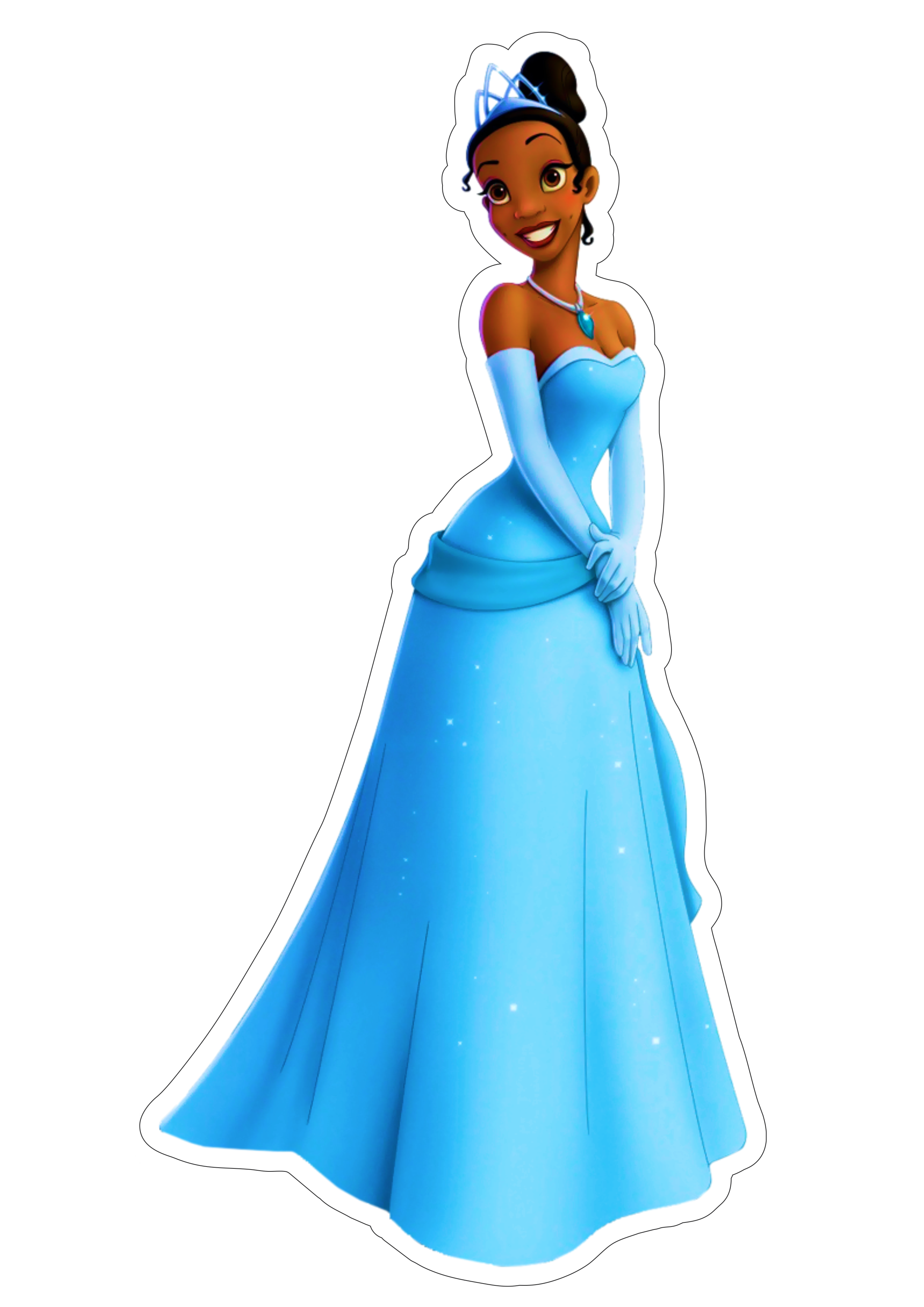 Princesas Disney Tiana a princesa e o sapo vestido azul fundo transparente png
