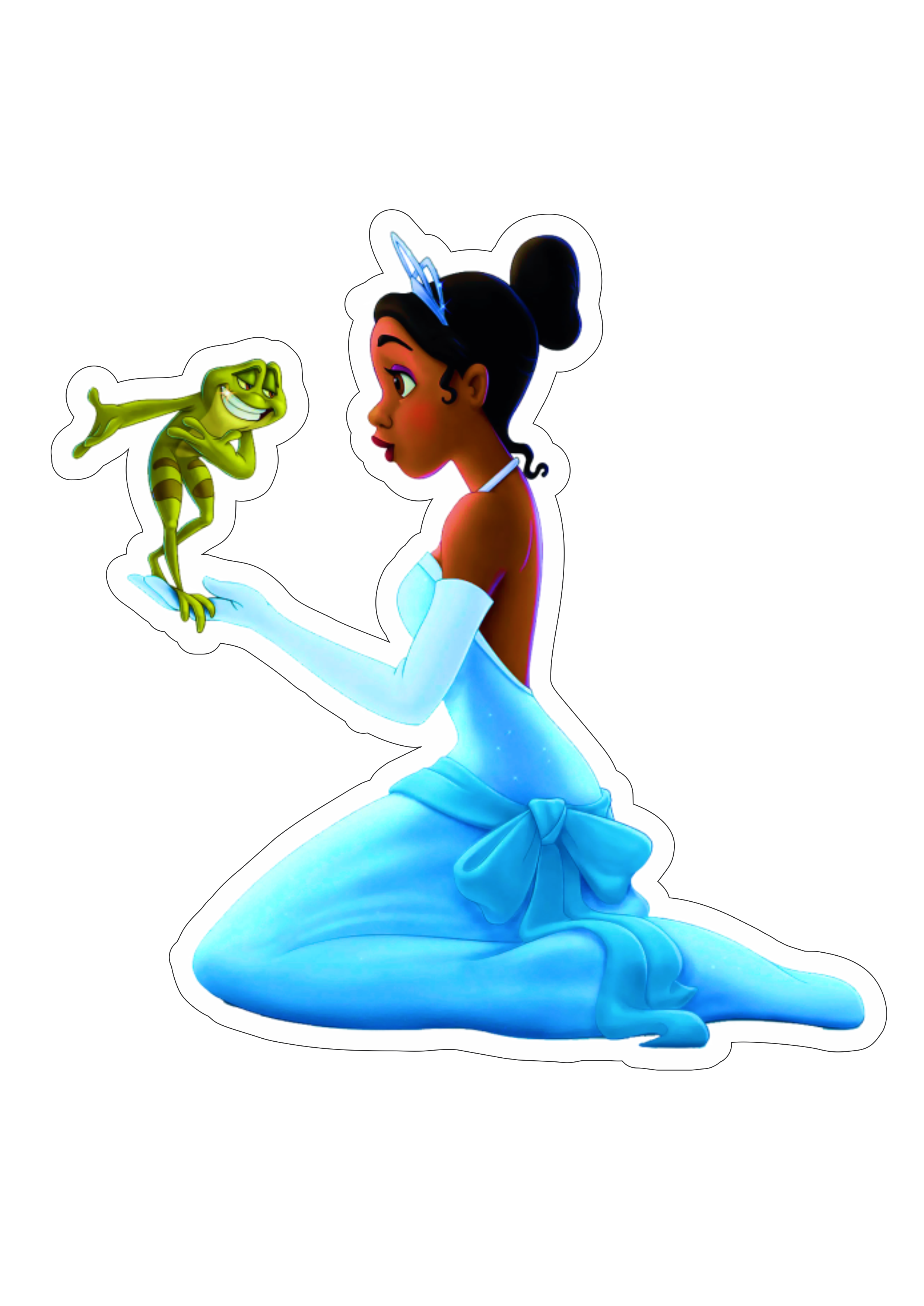 Princesas Disney Tiana a princesa e o sapo vestido azul artes gráficas fundo transparente png