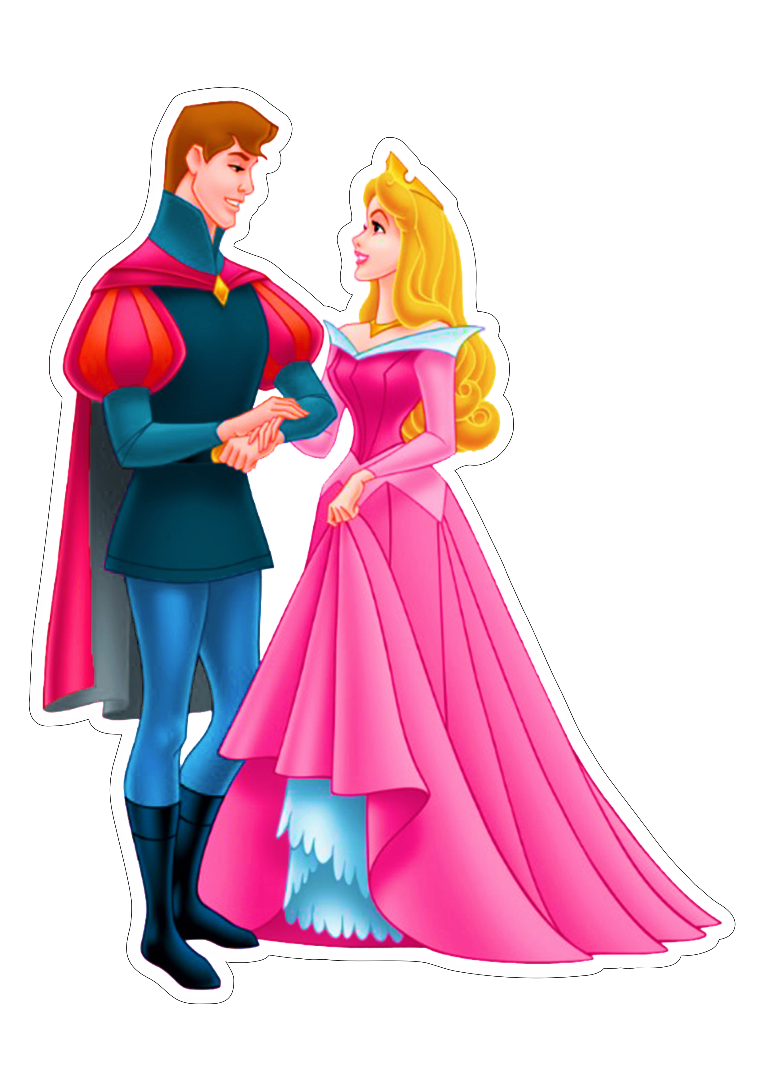Princesas disney Aurora com principe fundo transparente png