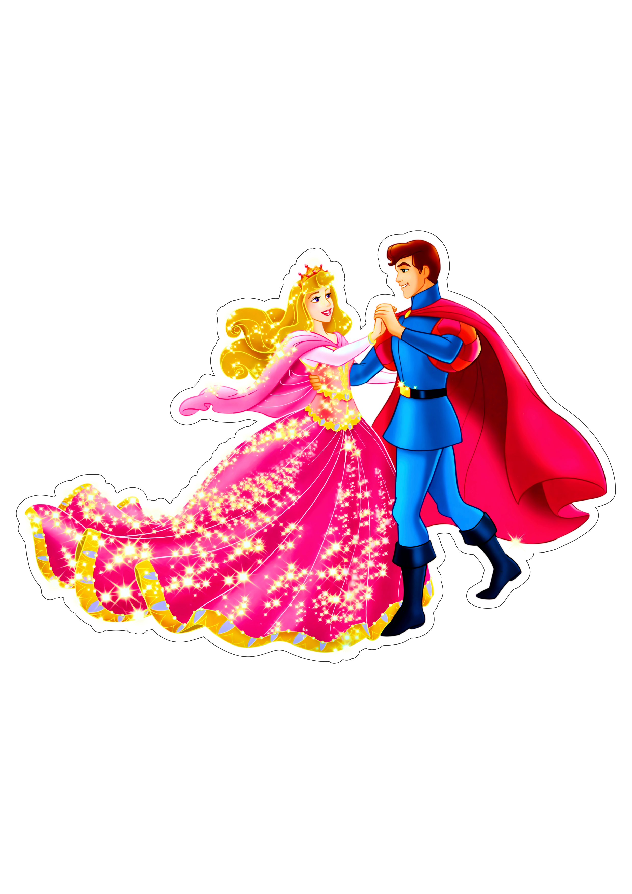 Princesas disney Aurora com príncipe dançando fundo transparente png