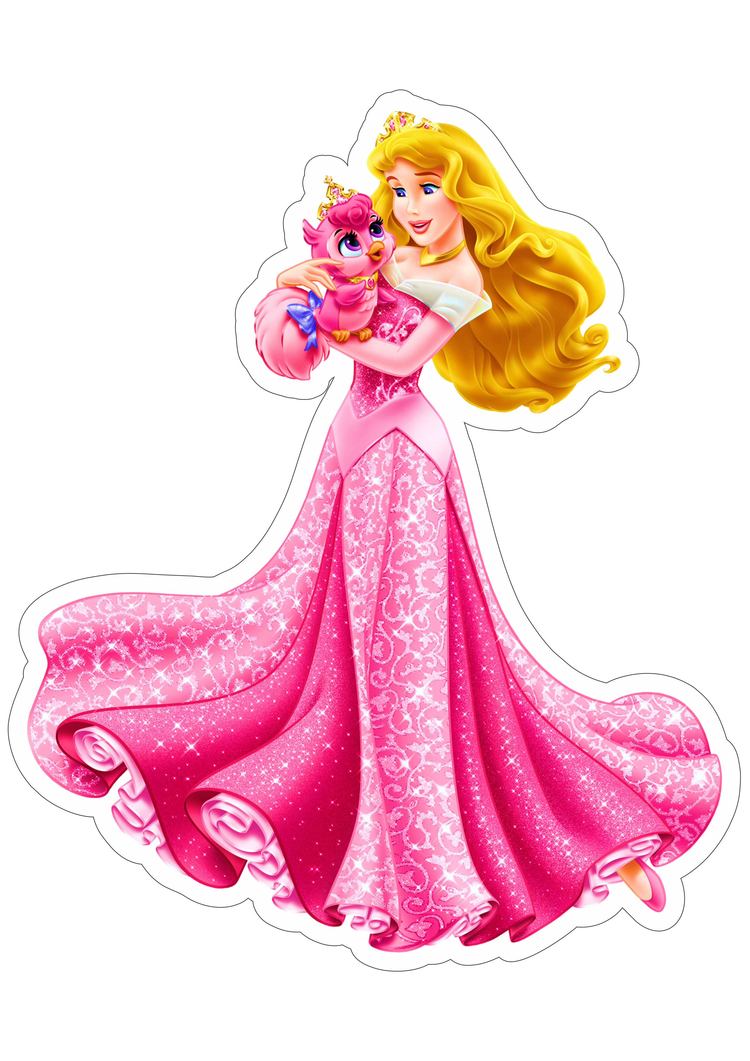 Aurora com bichinho de pelúcia Princesas disney personagem fictício vestido rosa brilhante  png