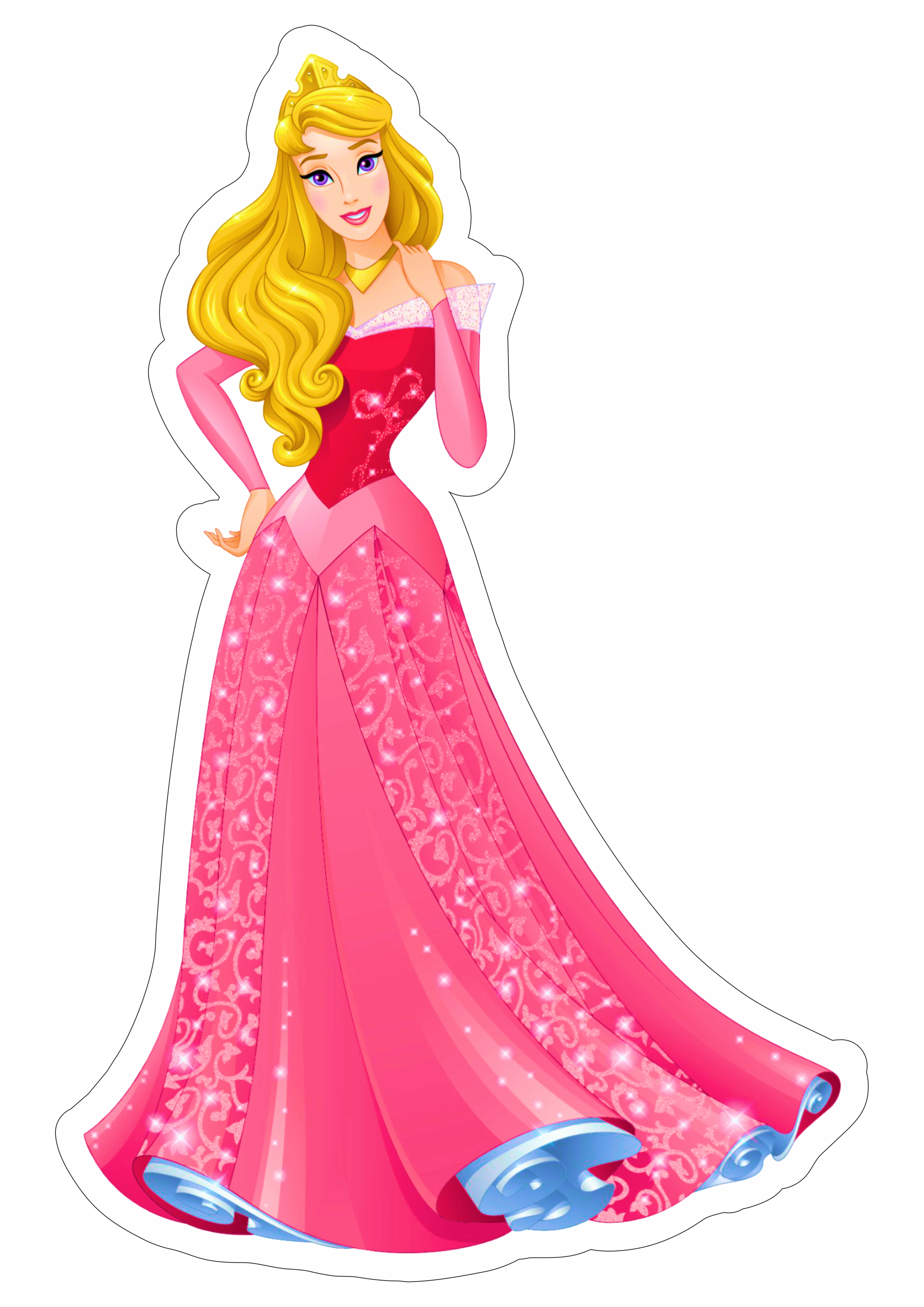 Aurora Princesas disney personagem fictício vestido rosa brilhante para imprimir png