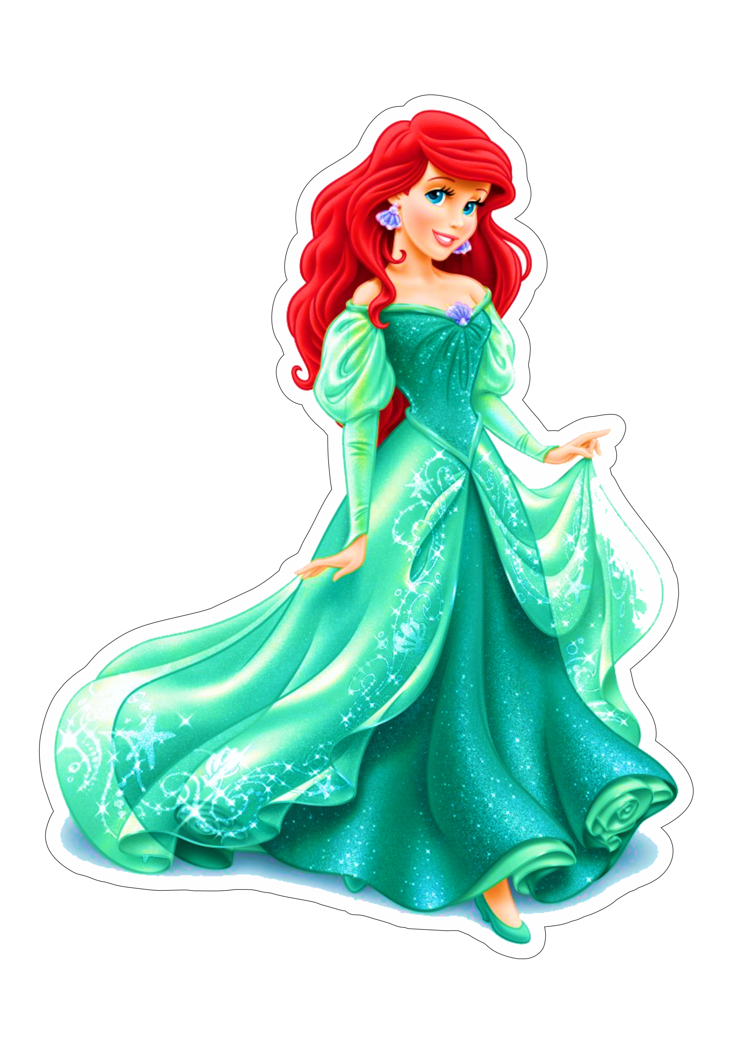Ariel Princesas disney vestido verde png