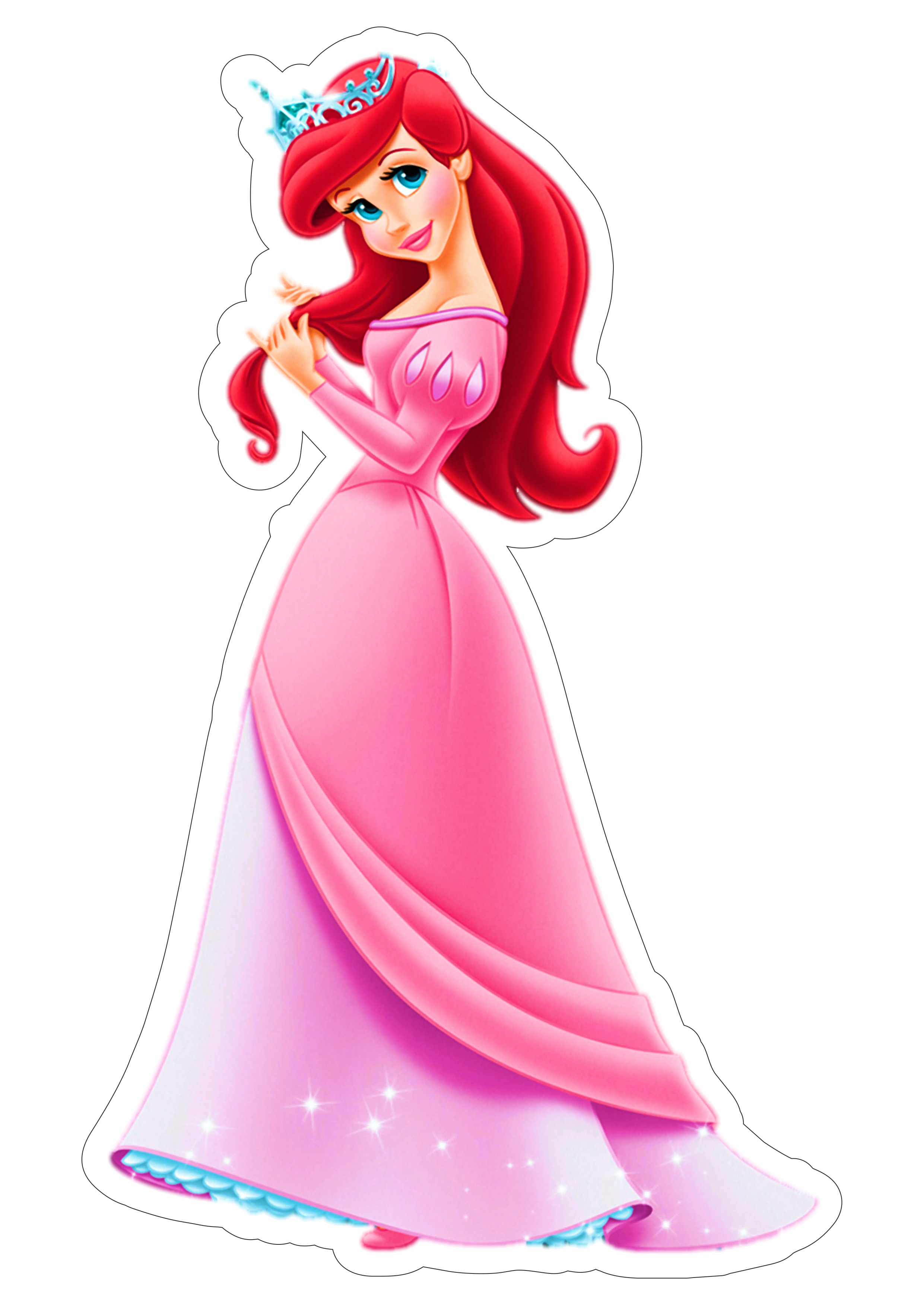 Ariel Princesas disney fundo vestido rosa png