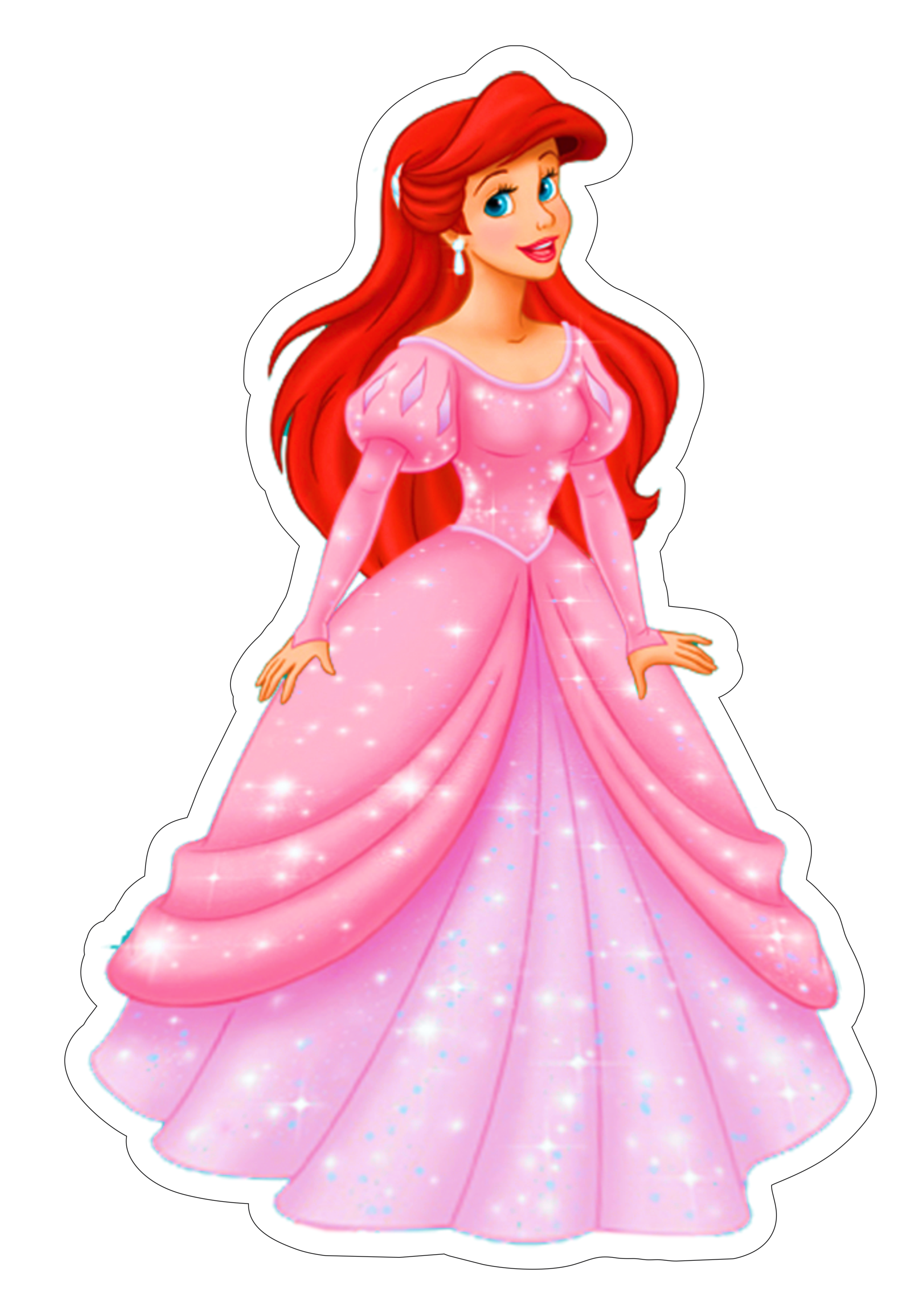 Ariel Princesas disney fundo vestido rosa artes e vetores grátis png