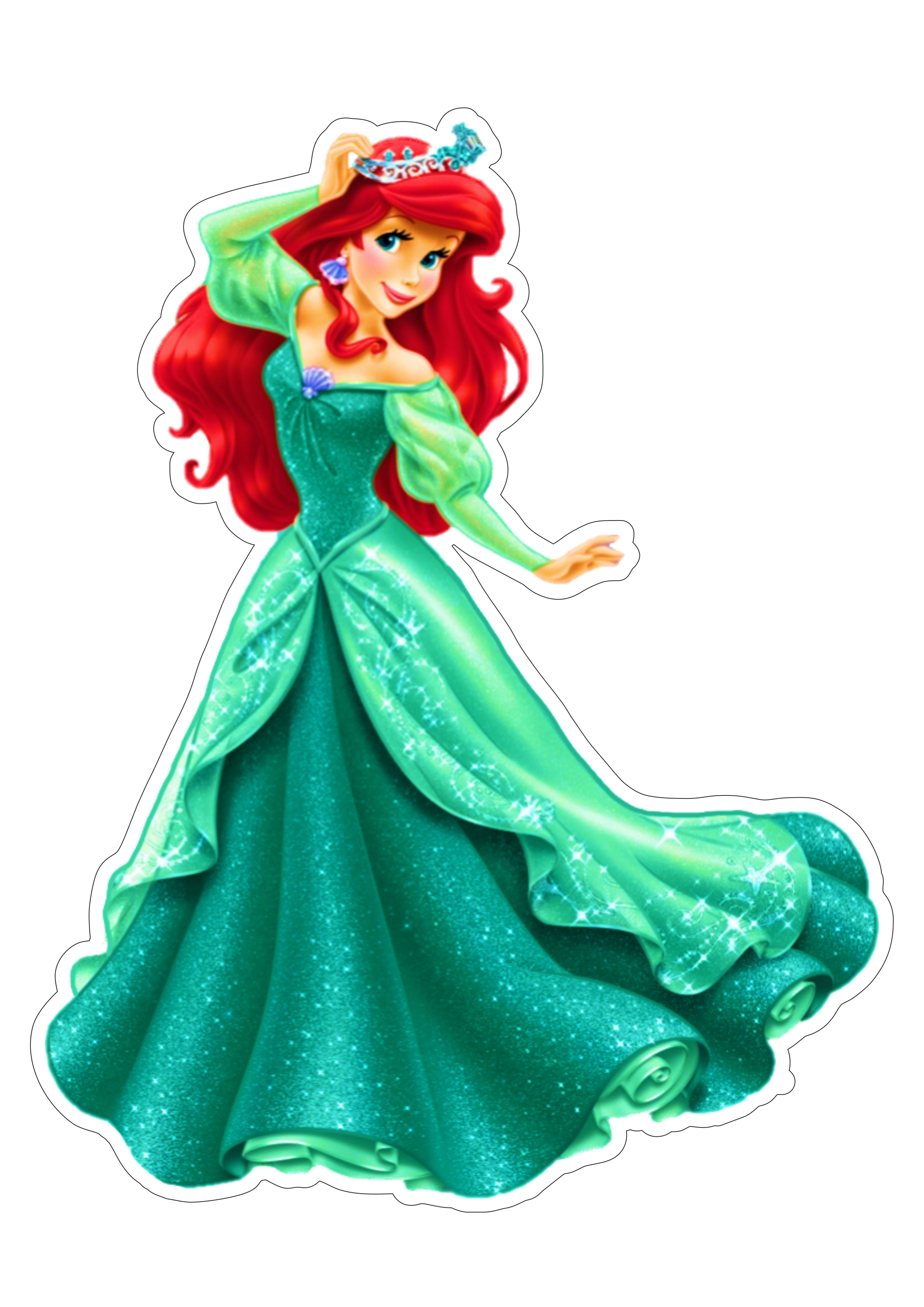 Ariel Princesas disney fundo vestido verde ilustração free images png