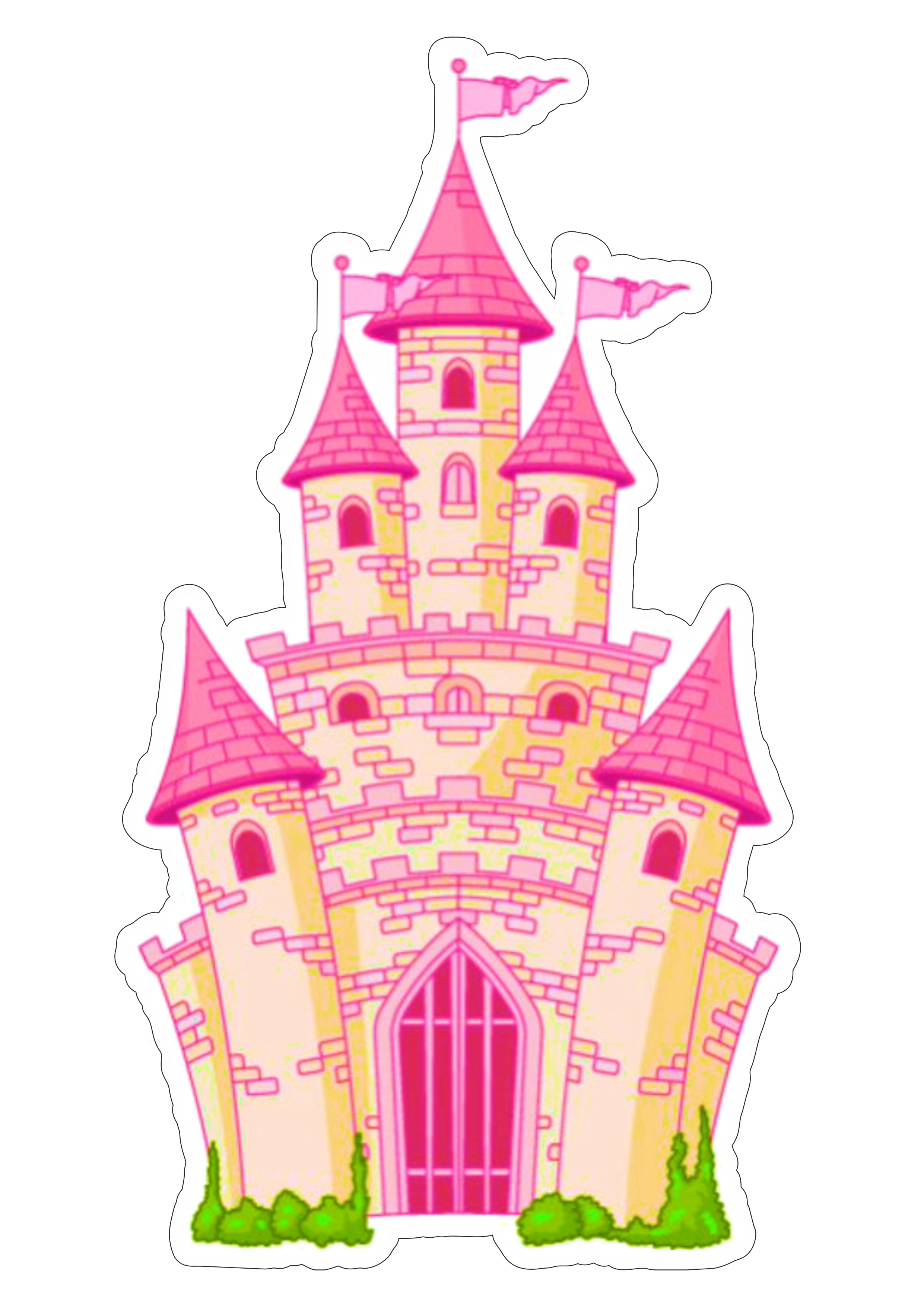 Castelo rosa princesas disney ilustração artes gráficas para imprimir png