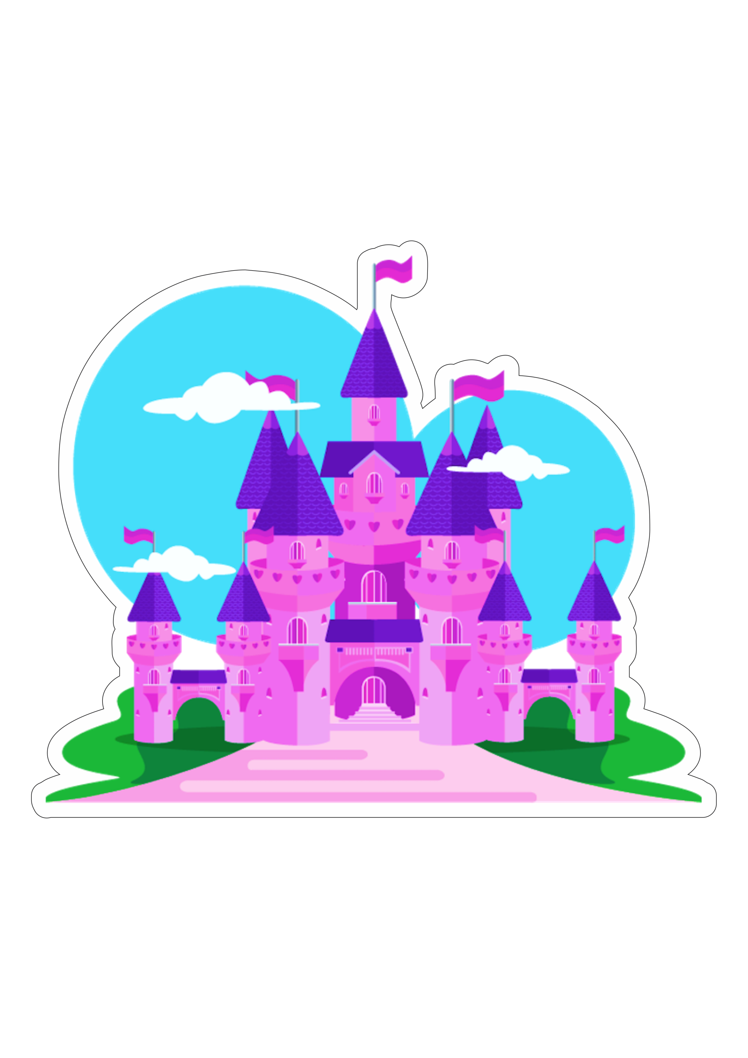 Castelo rosa princesas disney parque temático ilustração png