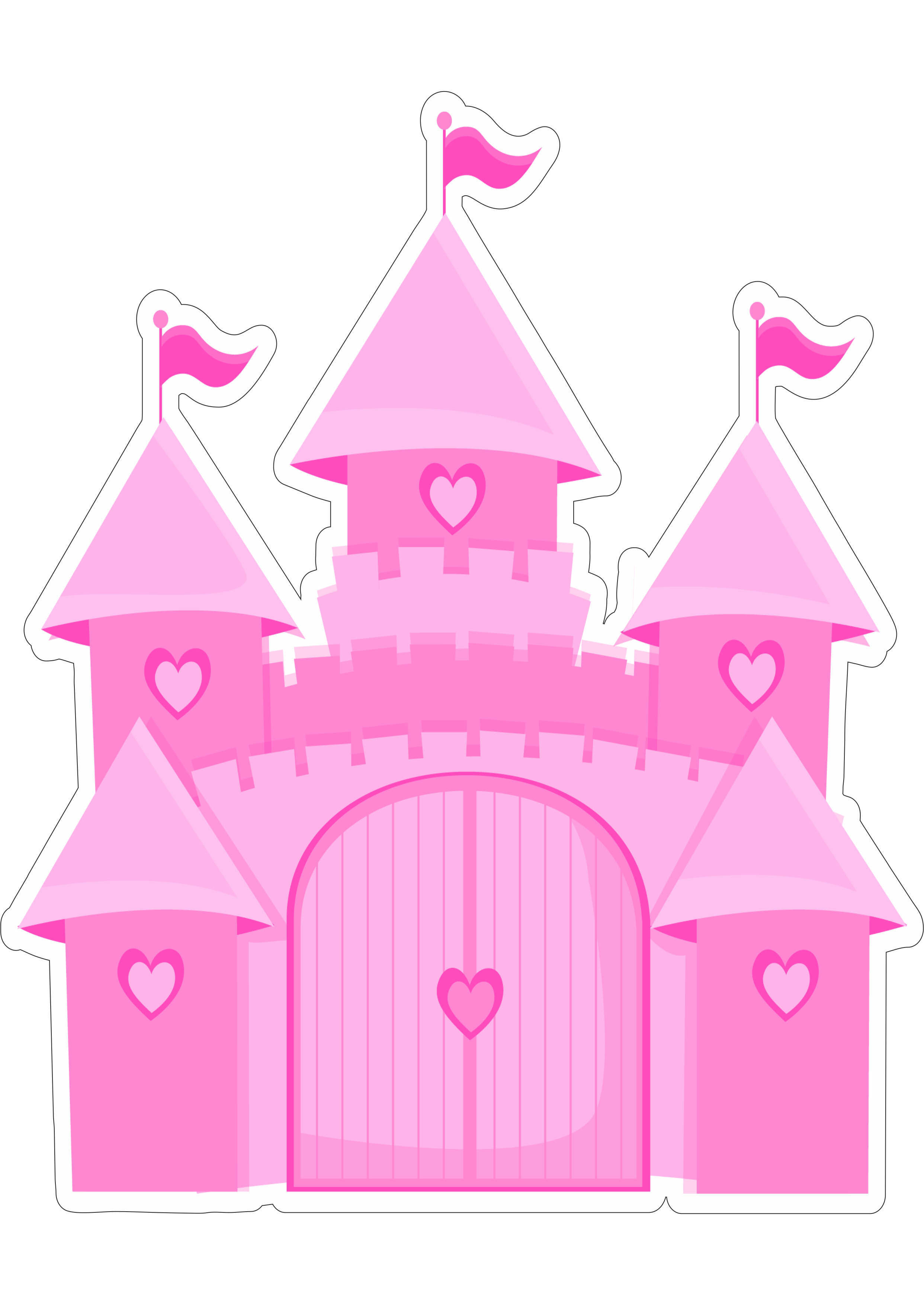 Princesas disney Castelo corações rosa parque temático ilustração png