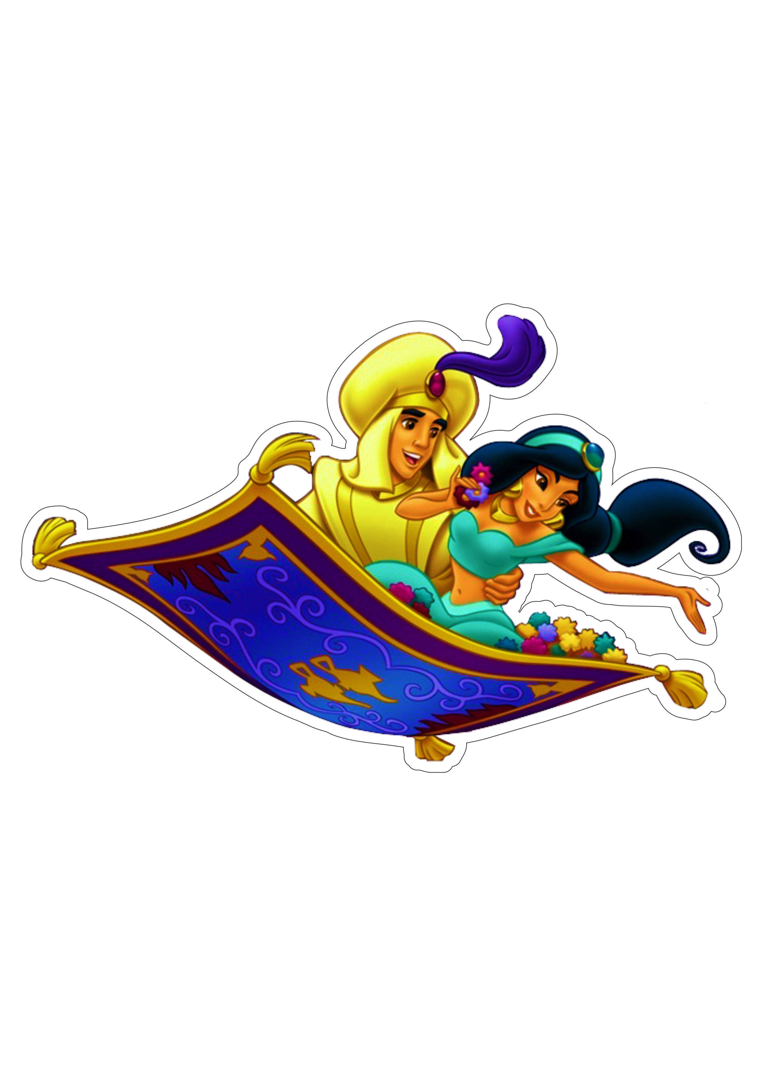 Jasmine e Aladdin no tapete voador princesas disney fundo transparente ilustração png