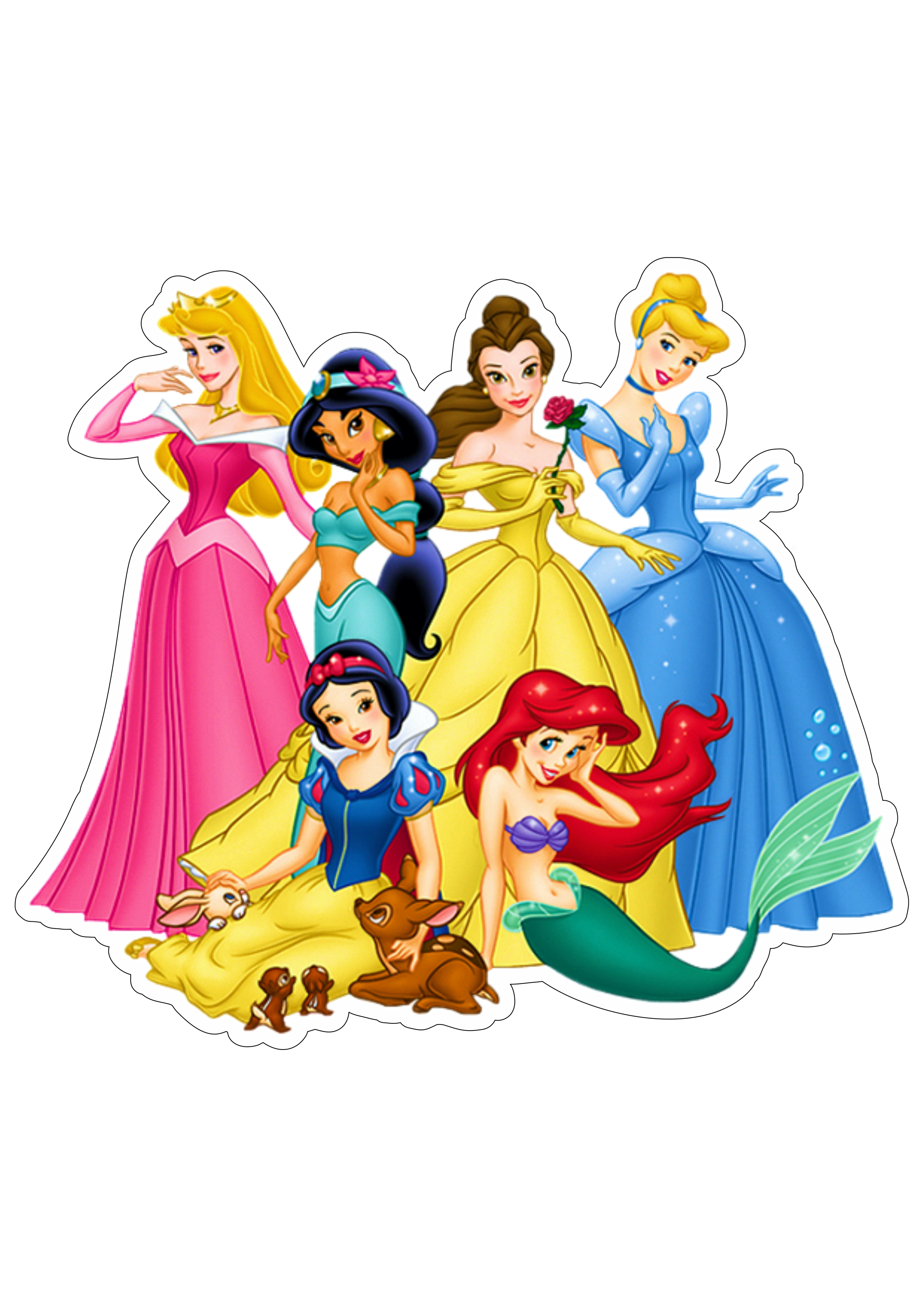 Princesas Disney Branca de neve Bela Cinderela Ariel Aurora Jasmine fundo transparente fundo transparente png