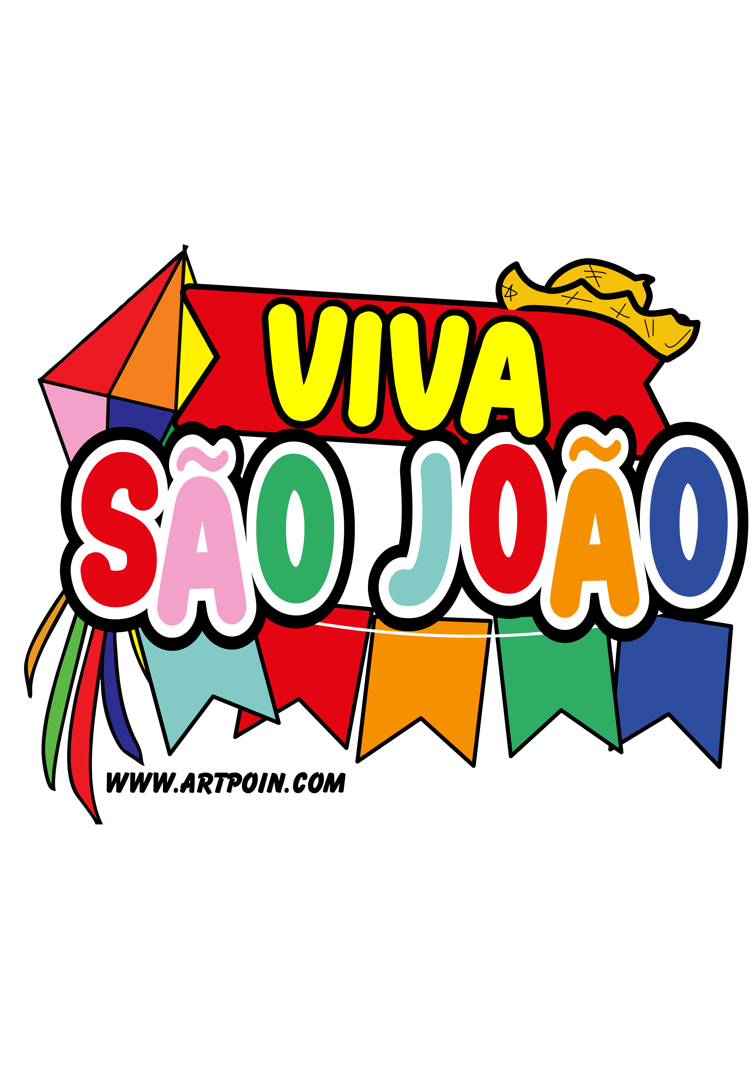 Viva São João decoração faixa logo ilustração artes gráficas png