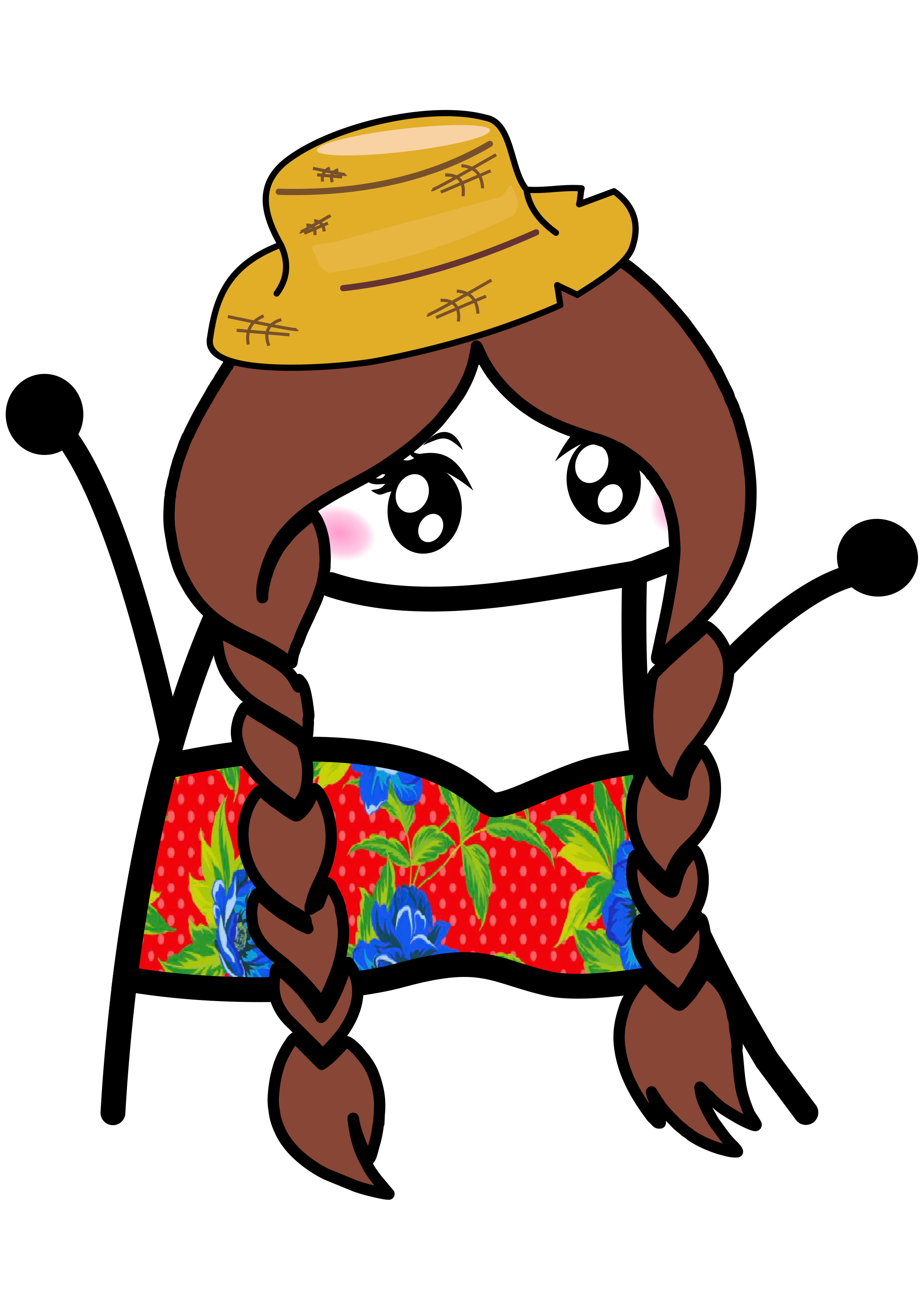Figurinhas engraçadas para whatsapp festa junina flork of cows menina com trancinhas e chapéu de palha png