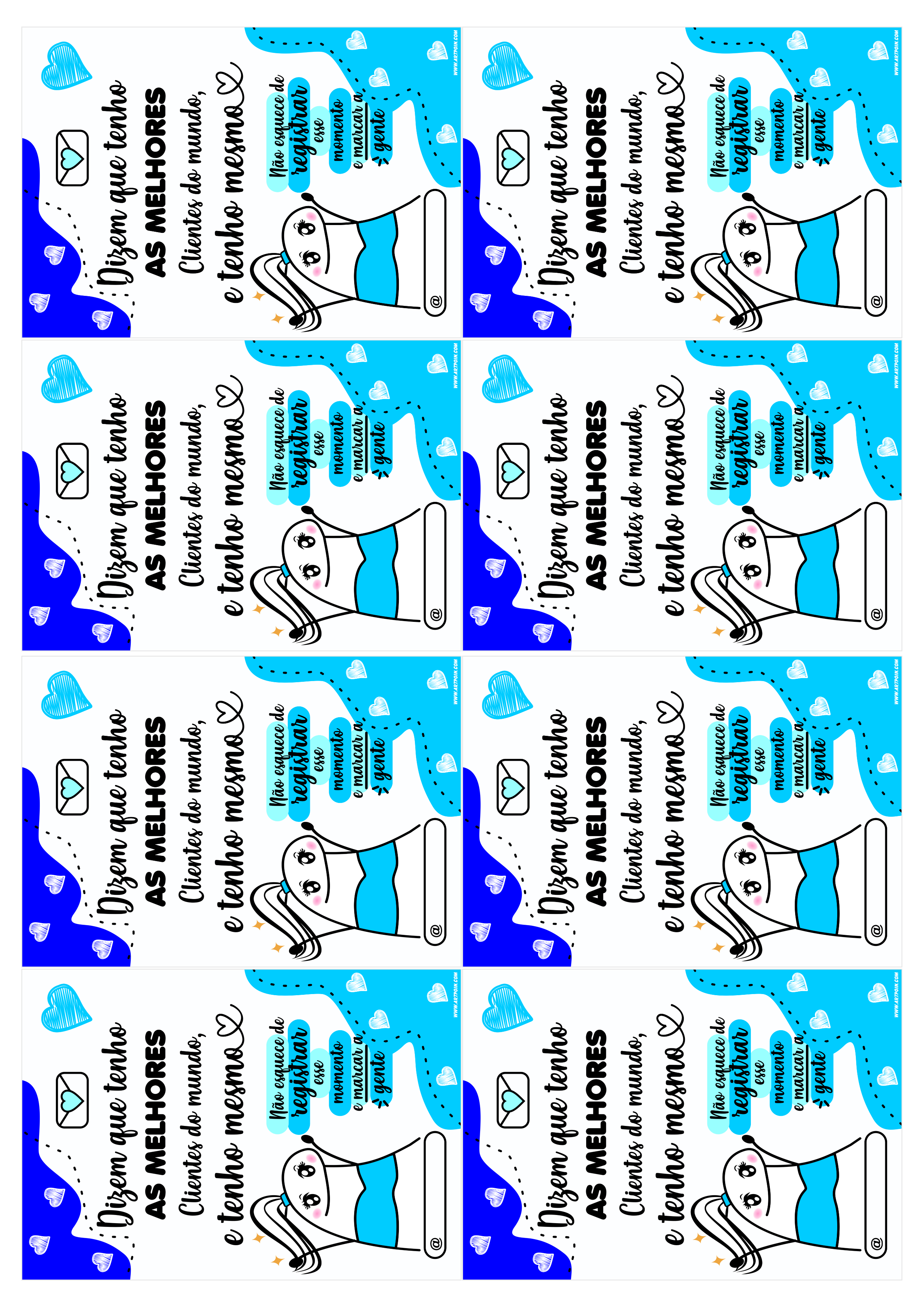 Cartão de agradecimento para clientes azul pronto para imprimir flork 8 imagens png
