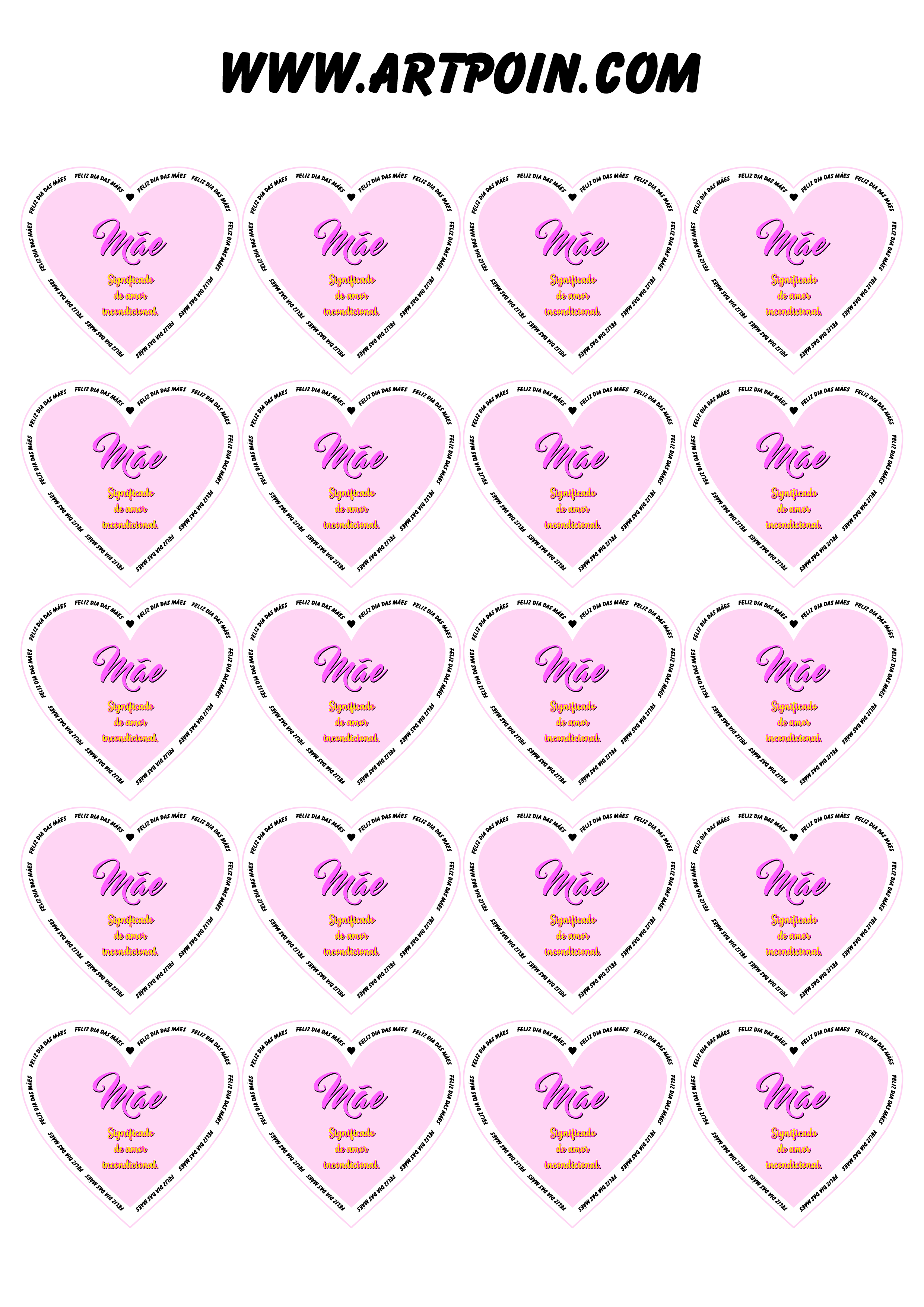 Feliz dia das mães adesivo tag etiqueta coração com frase estampa molde 20 imagens png