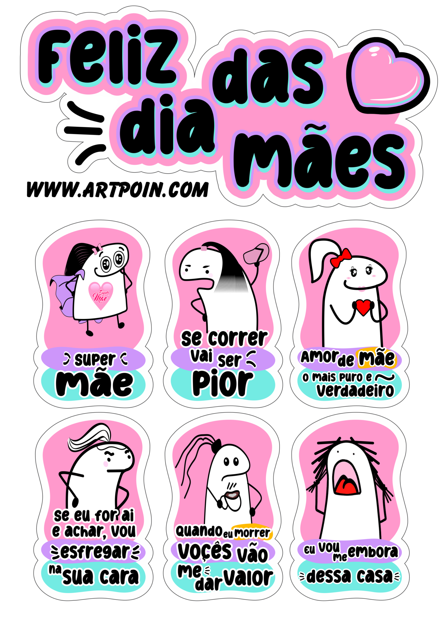 Dia das mães topo de bolo flork of cows frases engraçadas artes