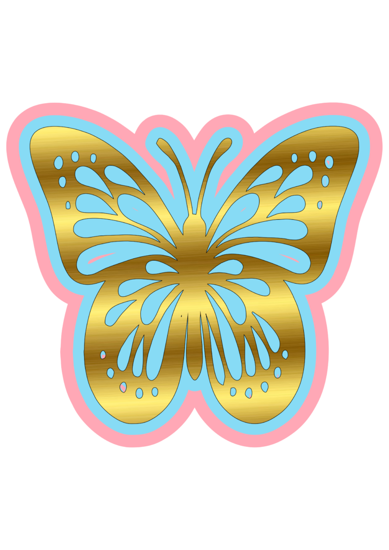 Borboleta Rosa Azul E Dourado Fundo Transparente Vetor Ilustra O Png