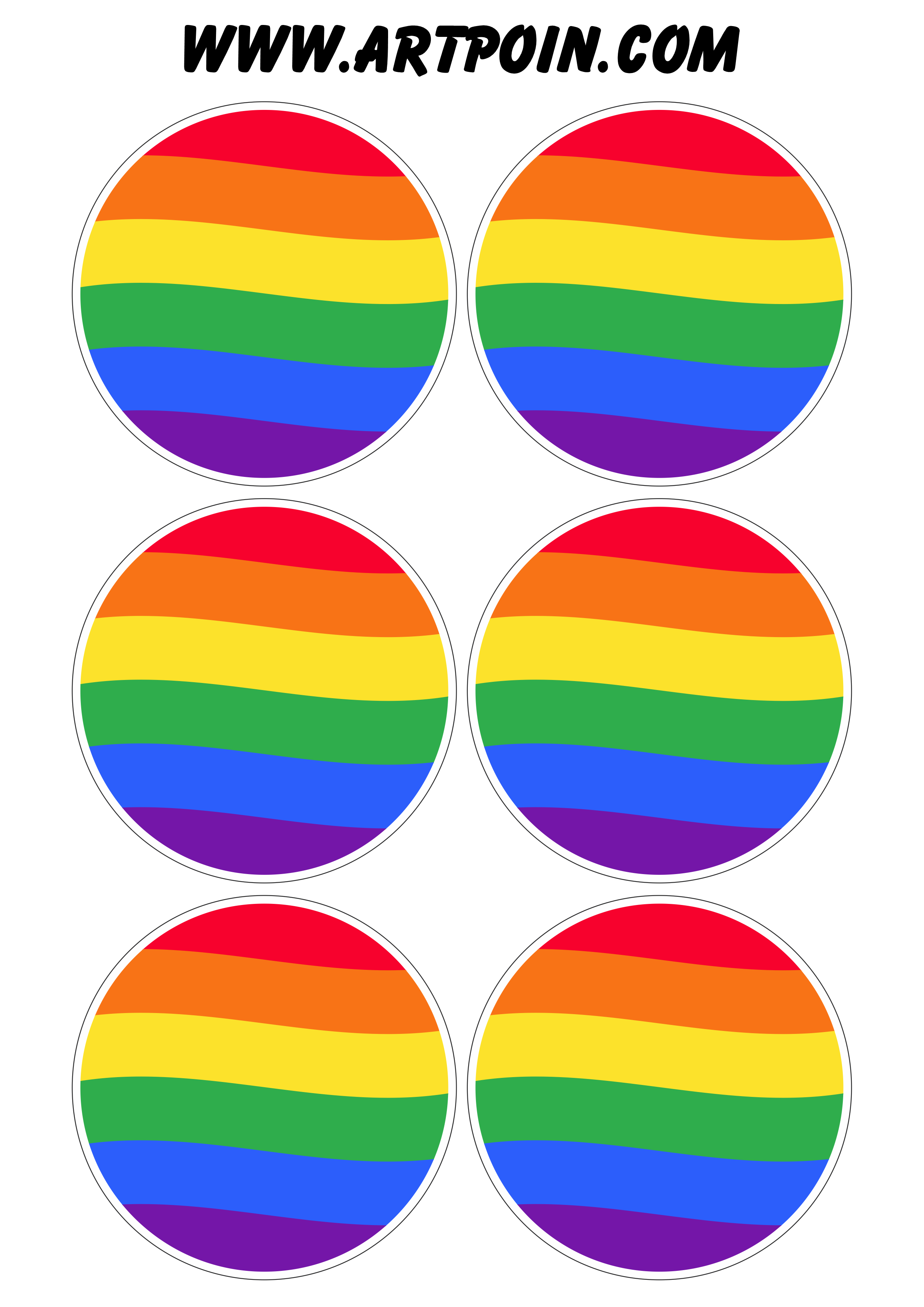 Símbolo LGBTQIA+ redondo bandeira colorida mês do orgulho e da diversidade 6 imagens png