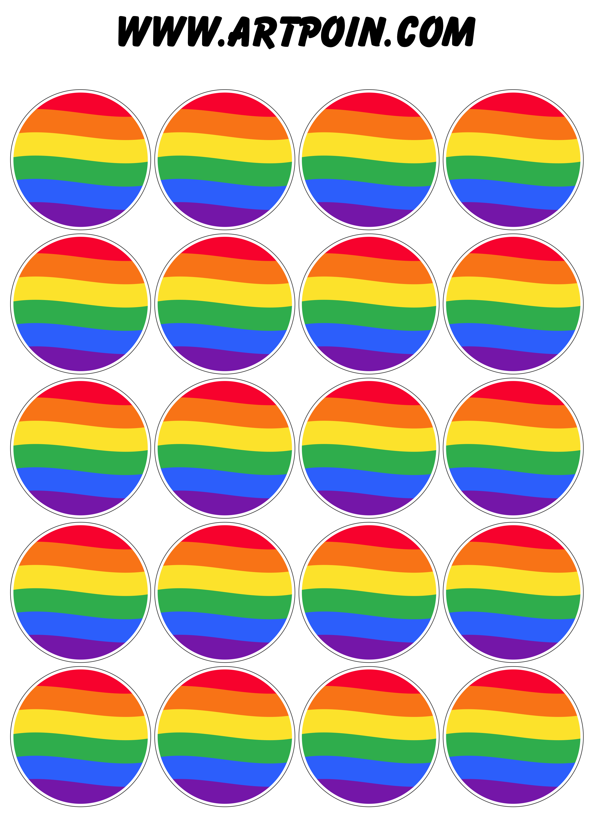 Símbolo LGBTQIA+ redondo bandeira colorida mês do orgulho e da diversidade 20 imagens png