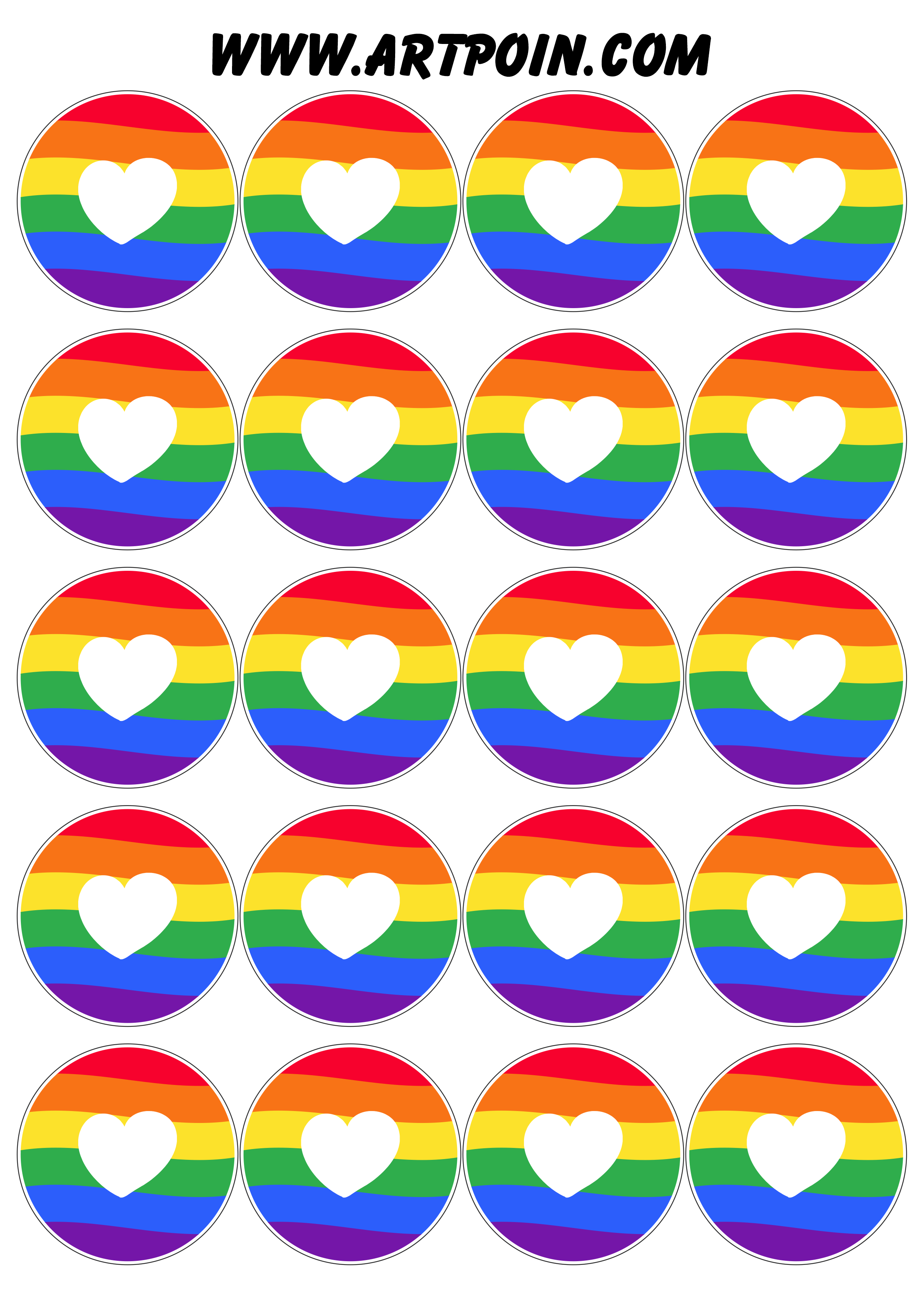 Mês do orgulho e da diversidade símbolo LGBTQIA+ redondo com coração bandeira colorida 20 imagens png