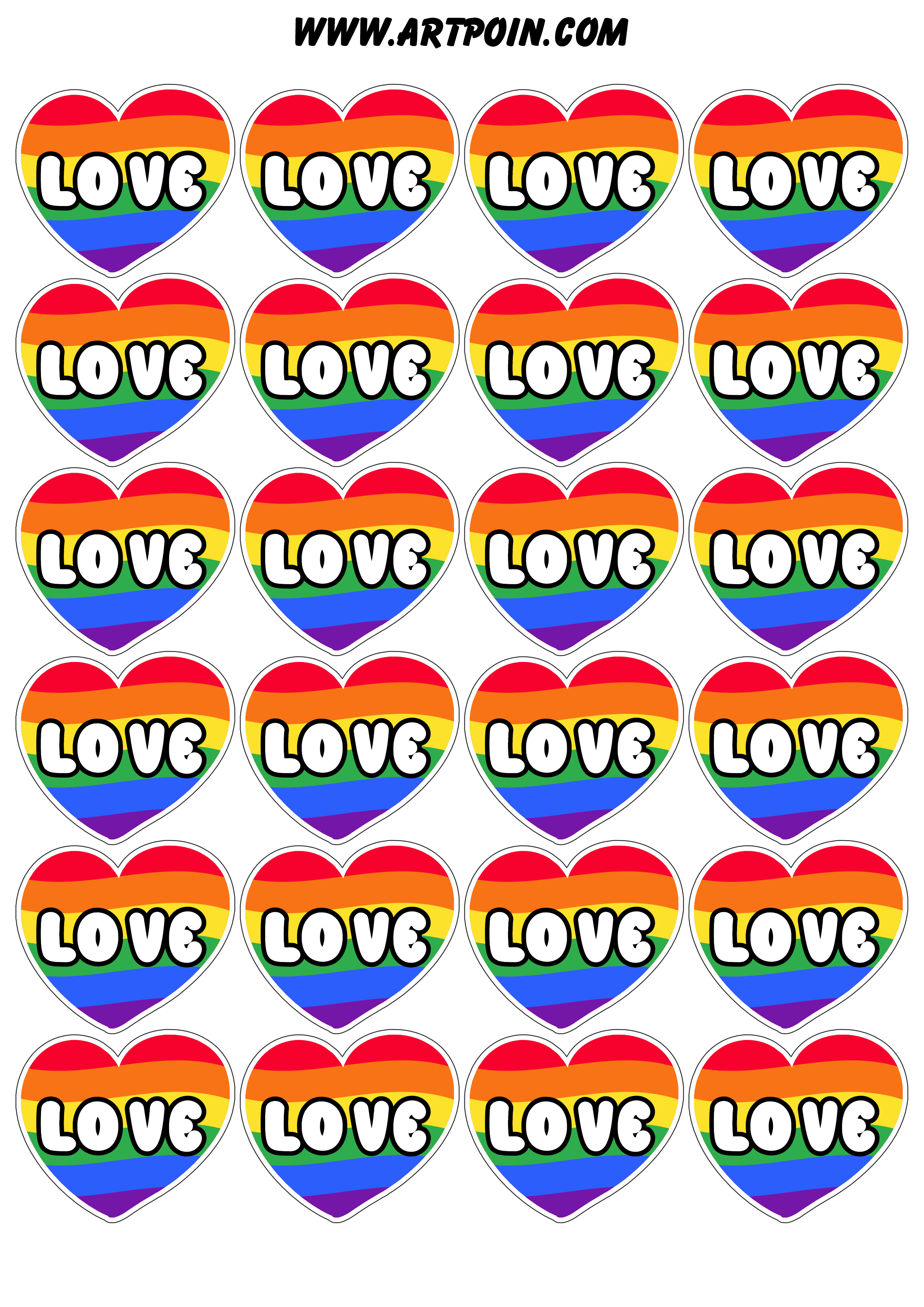 Coração love símbolo LGBTQIA+ bandeira arco-íris amor e diversidade 24 imagens png