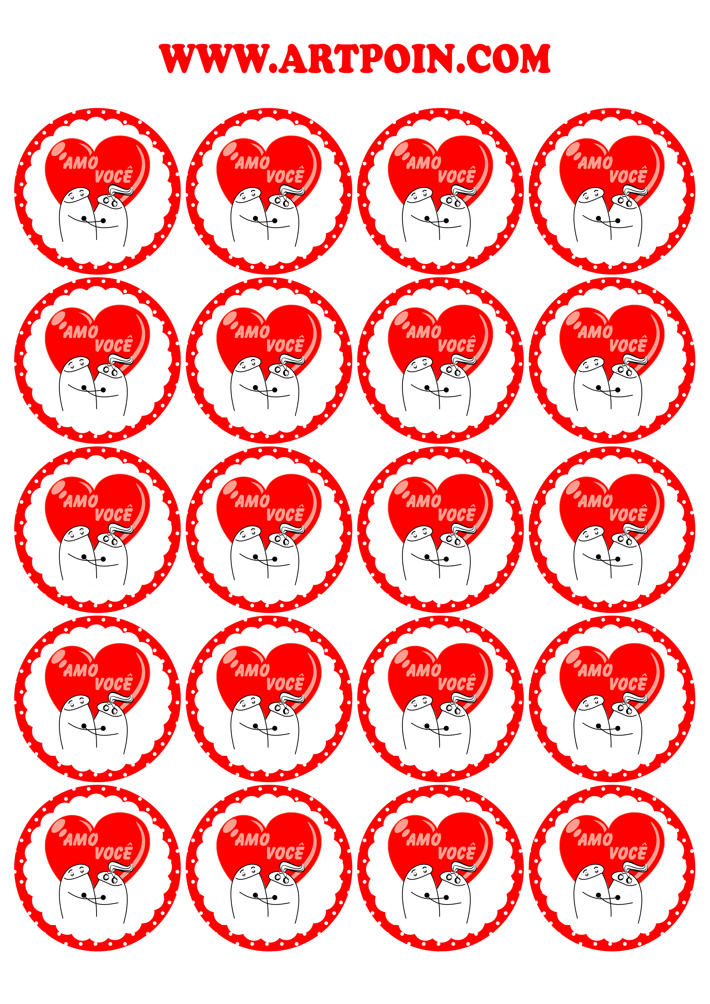 Amo você dia dos namorados adesivo tag sticker redondo artes gráficas 20 imagens png