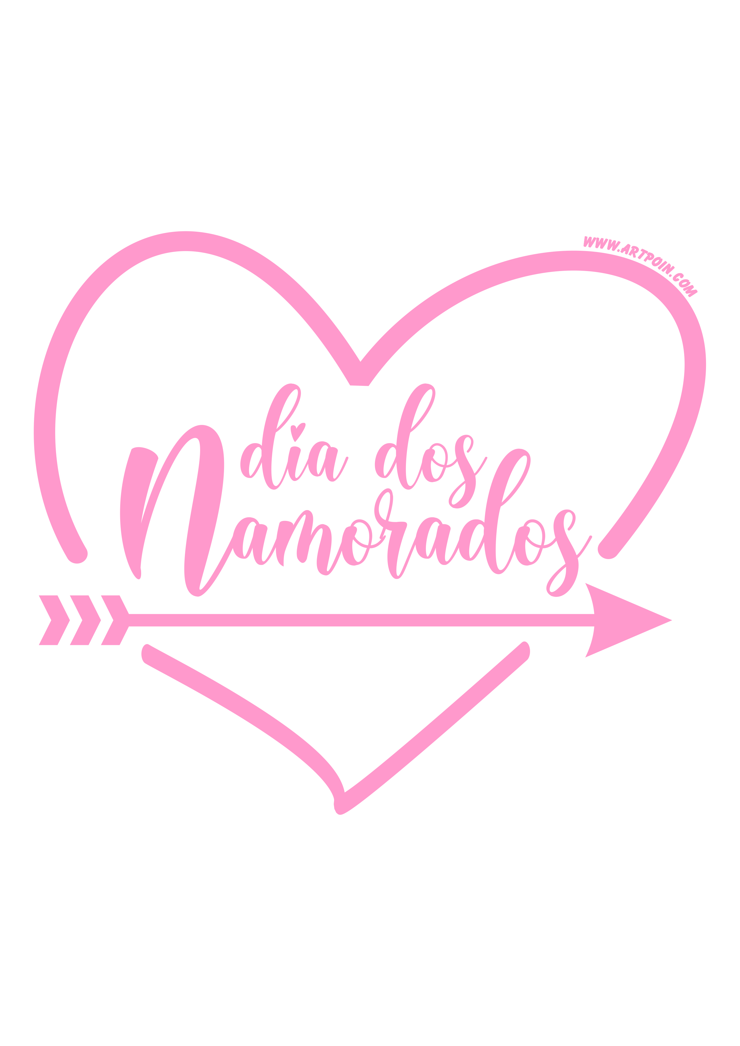 Dia dos namorados coração com flecha logomarca rosa png