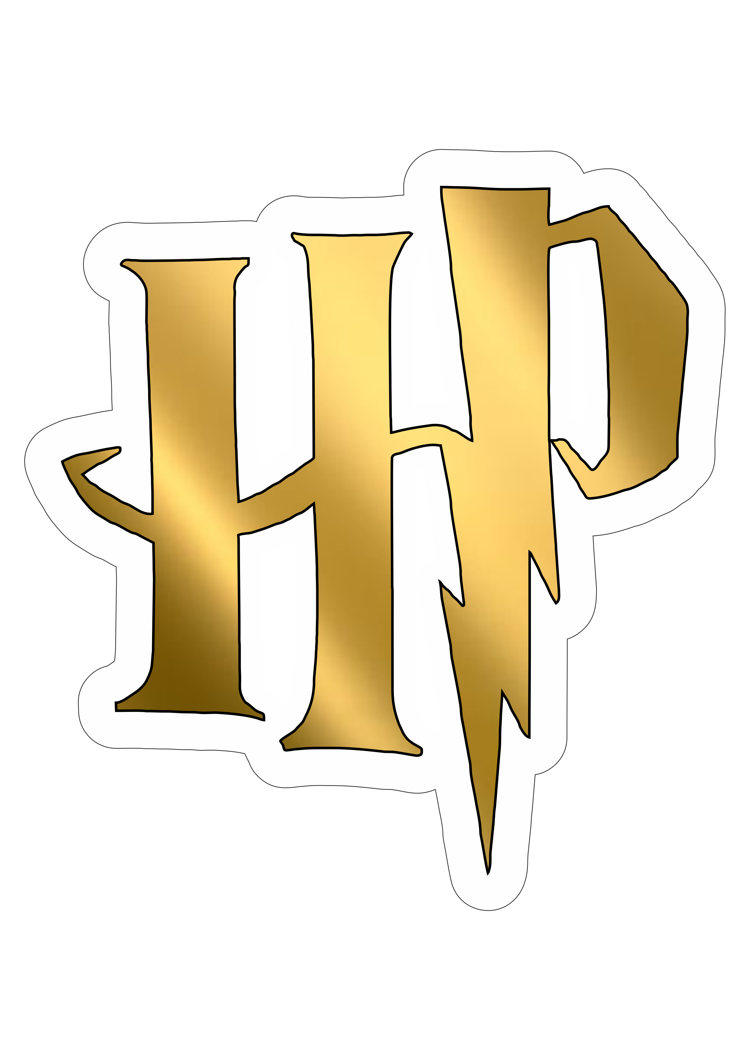 Logo Harry Potter hp dourado fundo transparente png