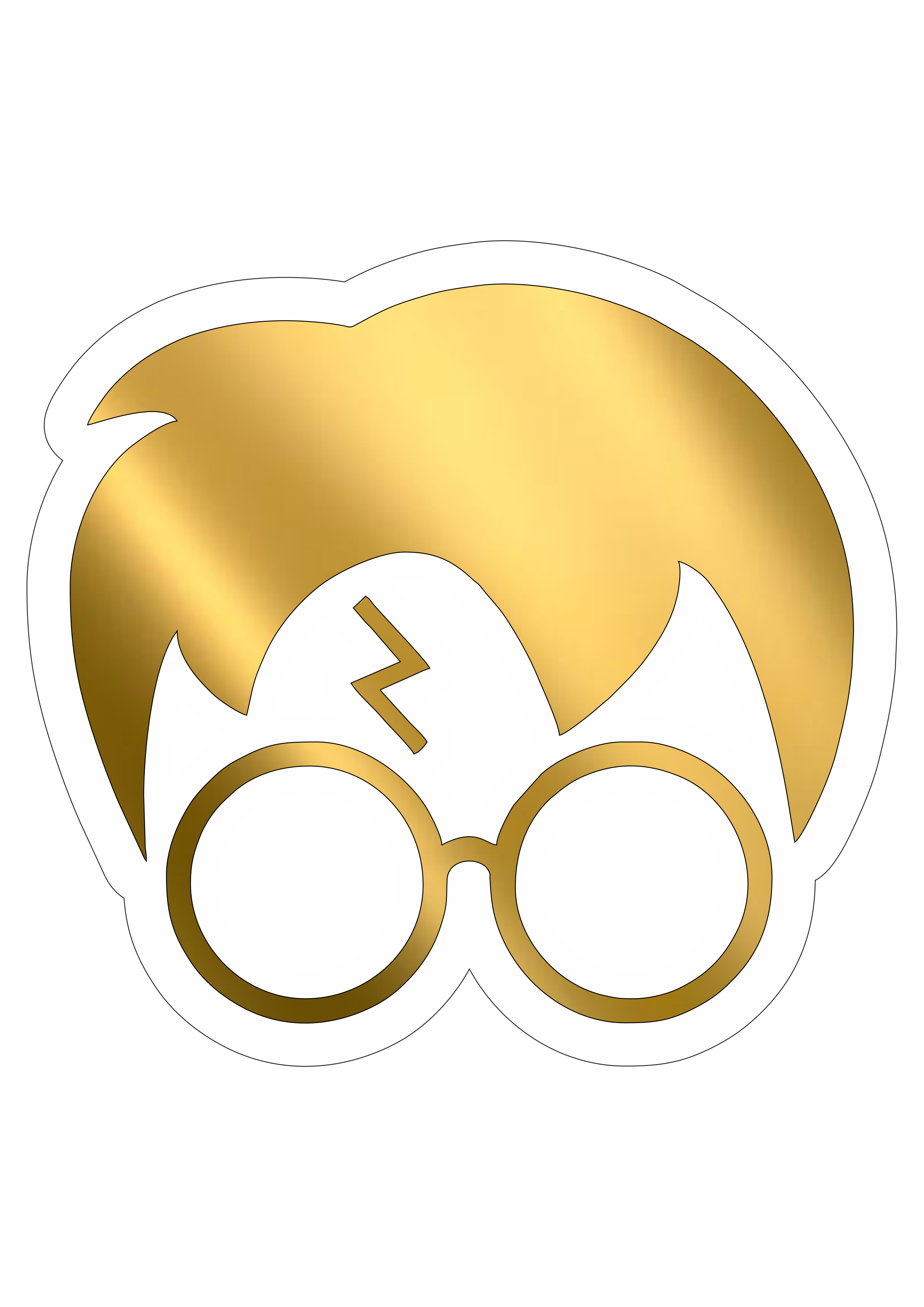 Desenho simples logo Harry Potter dourado artes gráficas estampa logomarca png