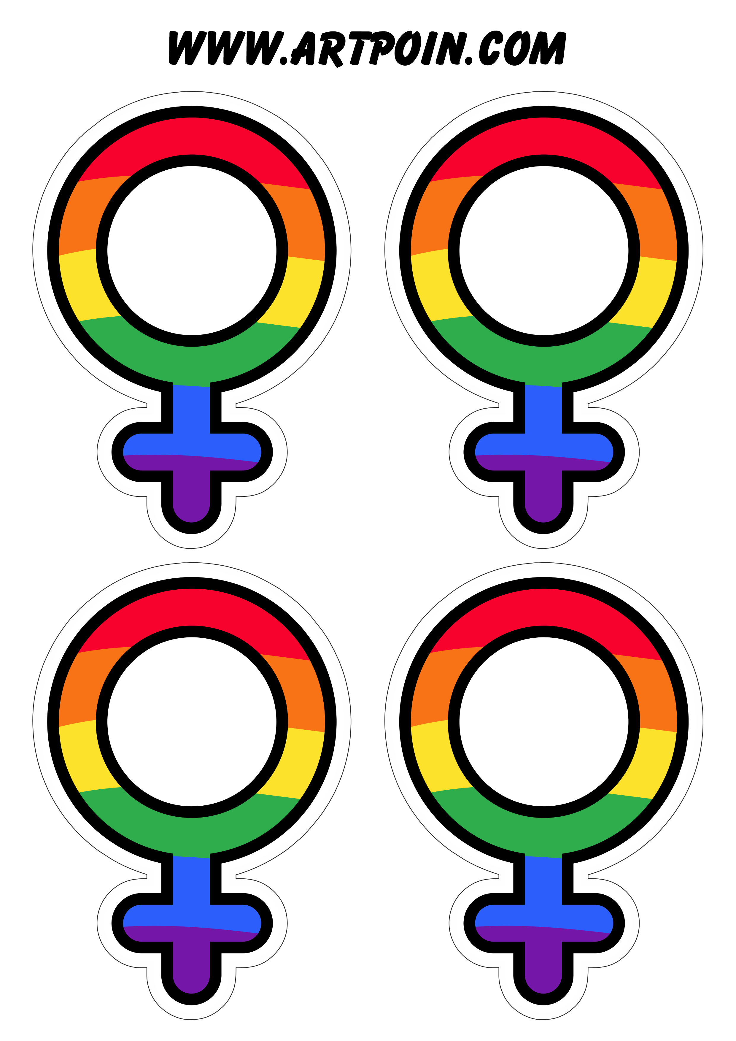 Símbolo feminino bandeira LGBTQIA+ pride month mês da diversidade de gênero 4 imagens png