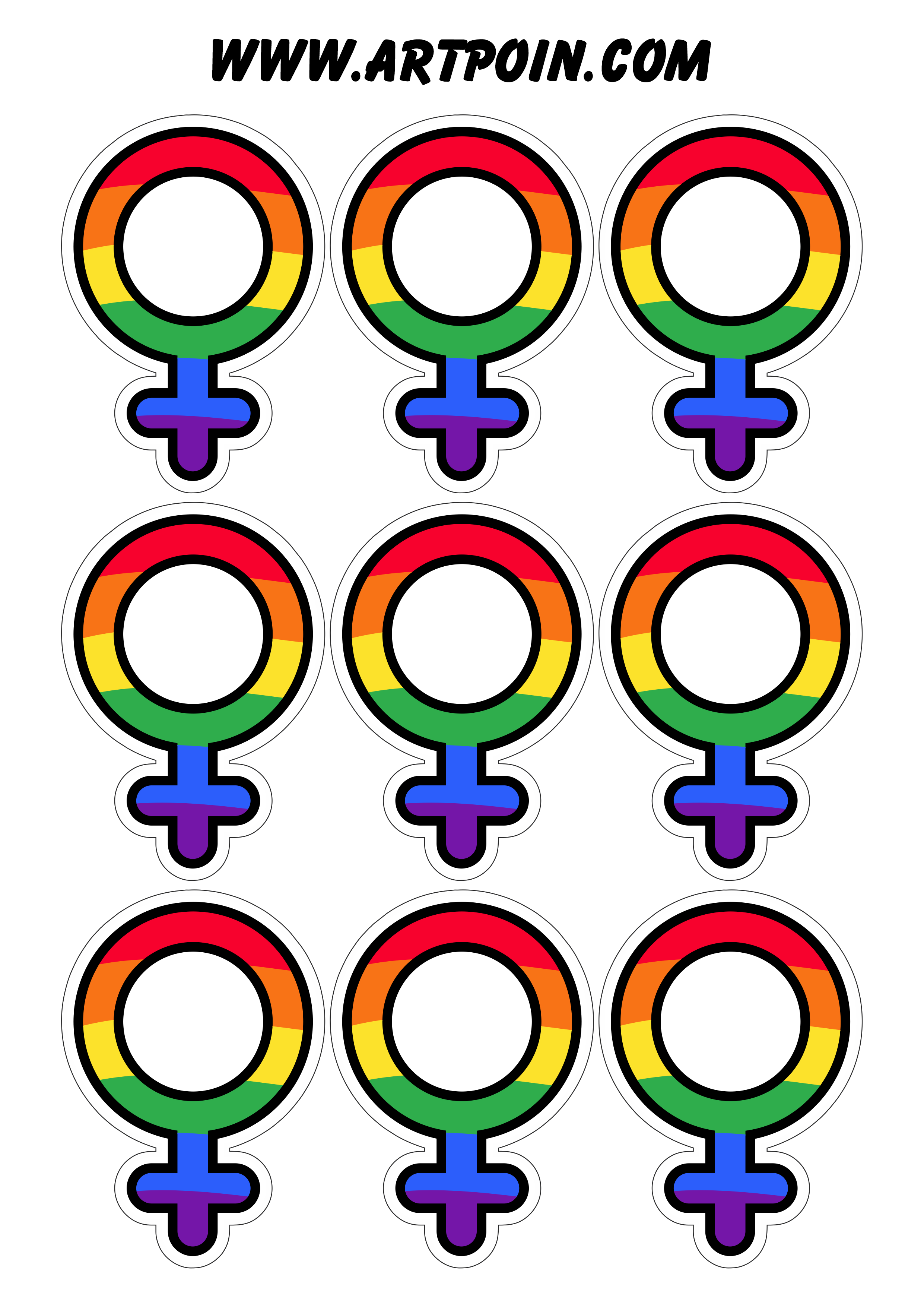 Símbolo feminino bandeira LGBTQIA+ pride month mês da diversidade de gênero 9 imagens png