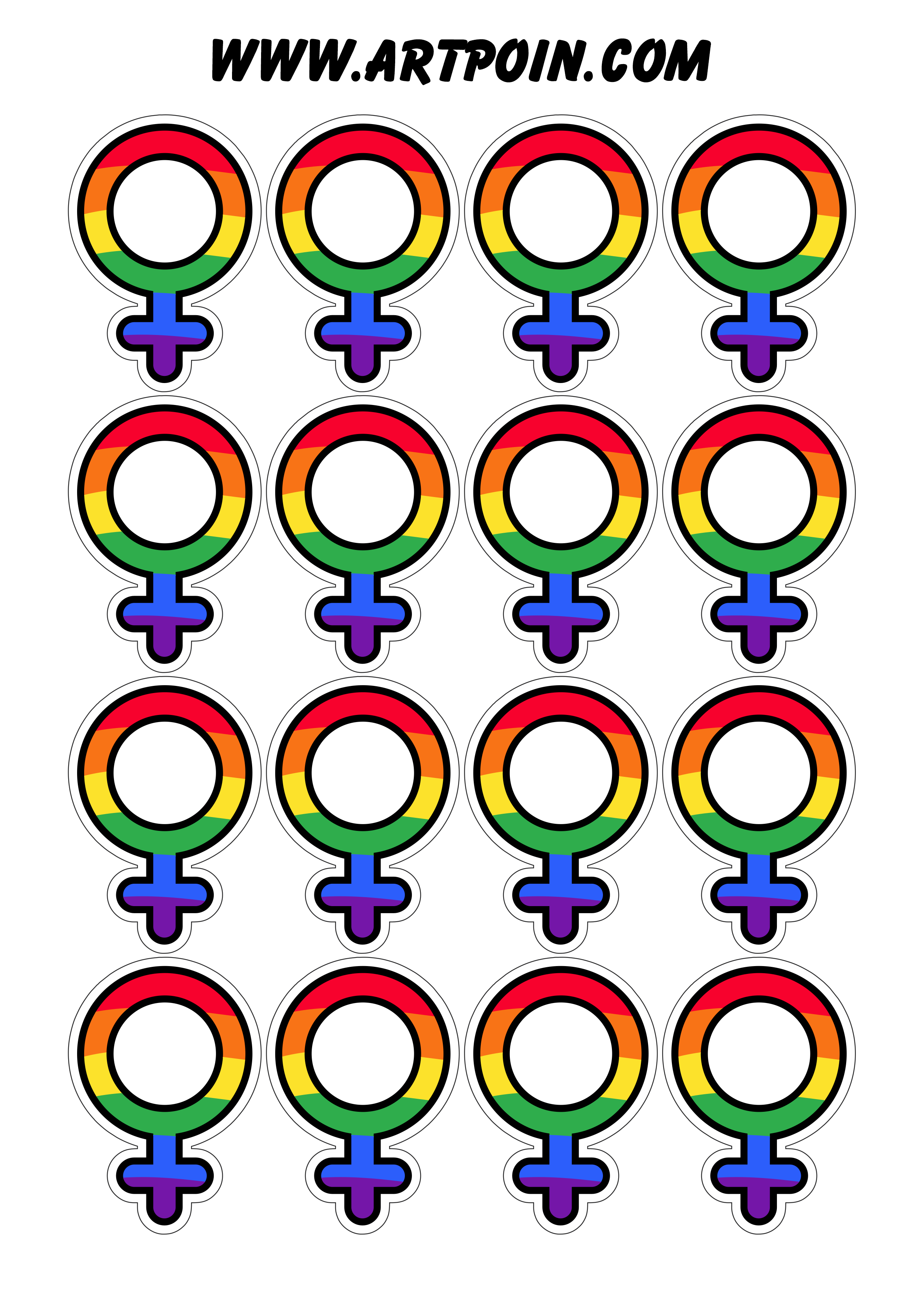 Símbolo feminino bandeira LGBTQIA+ pride month mês da diversidade de gênero 16 imagens png