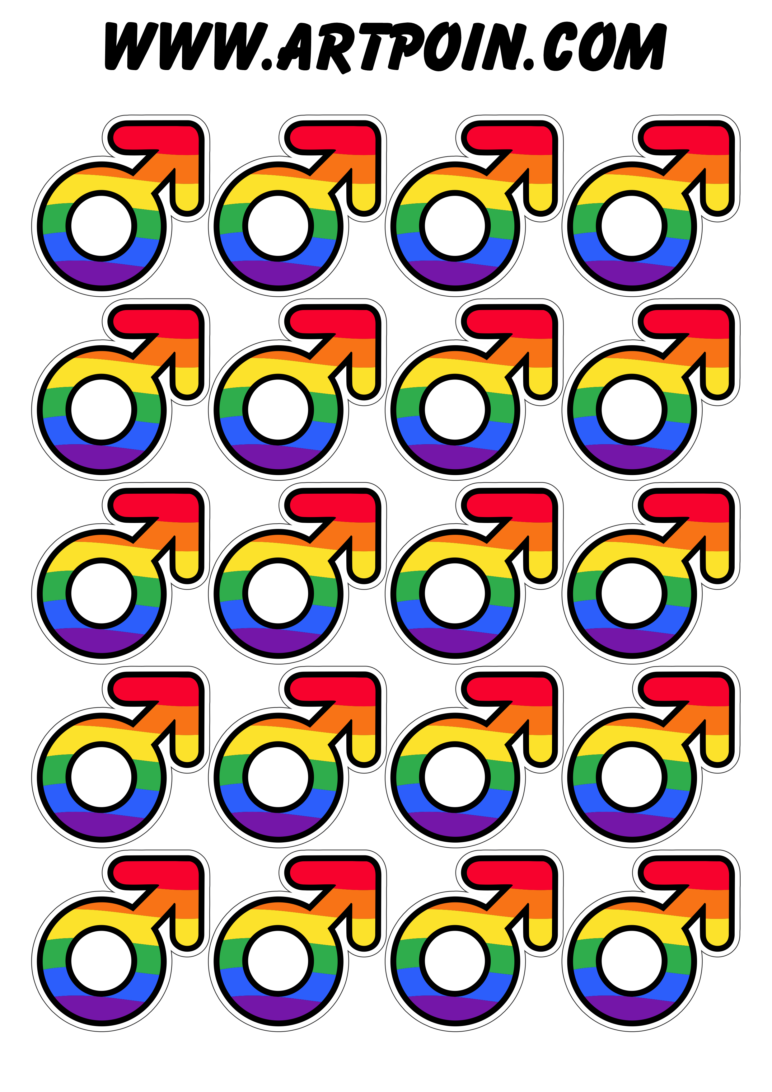 Símbolo masculino bandeira LGBTQIA+ pride month mês da diversidade de gênero 20 imagens png