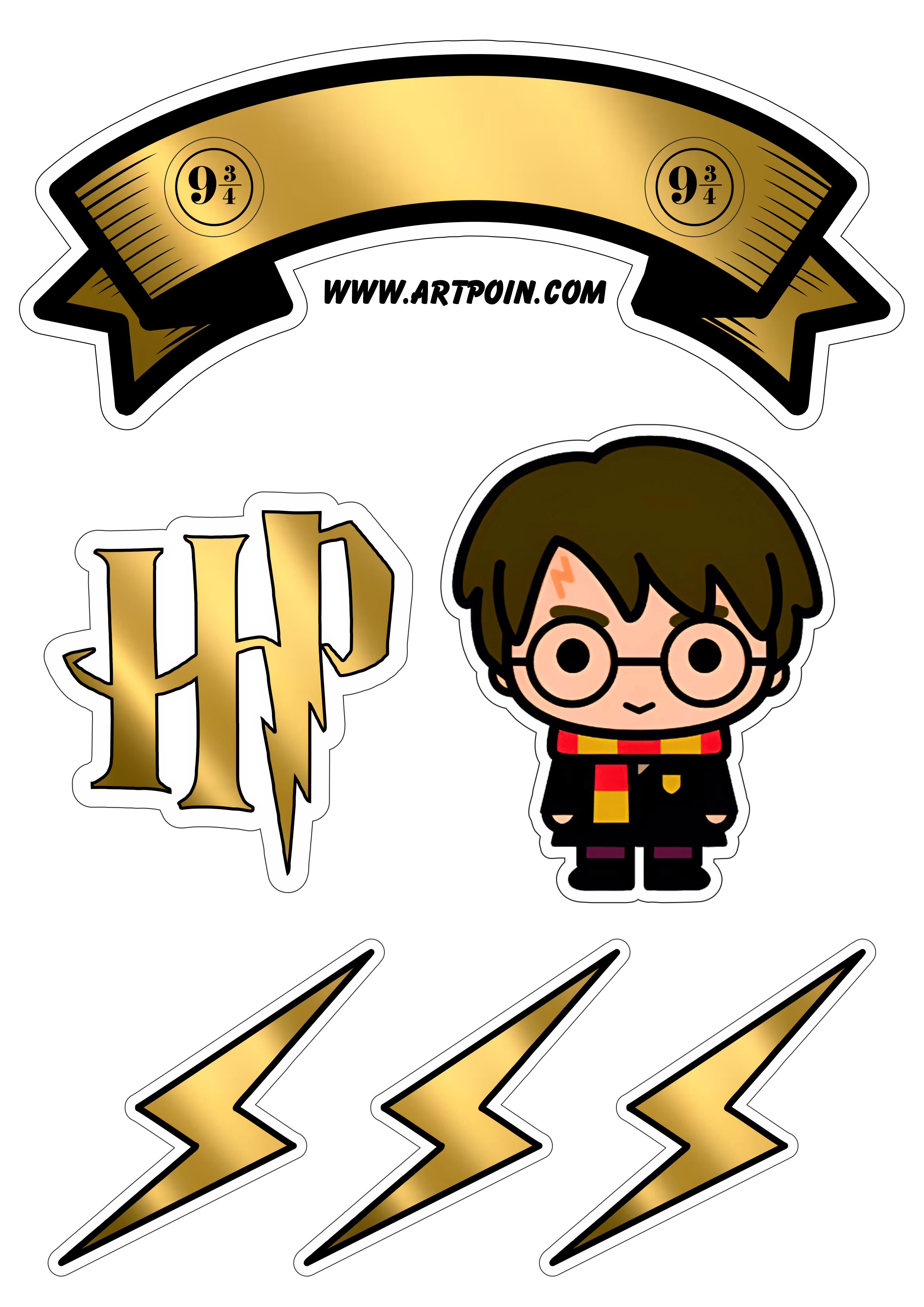 Topo de Bolo Harry Potter Kids Para Festa de Aniversário Infantil