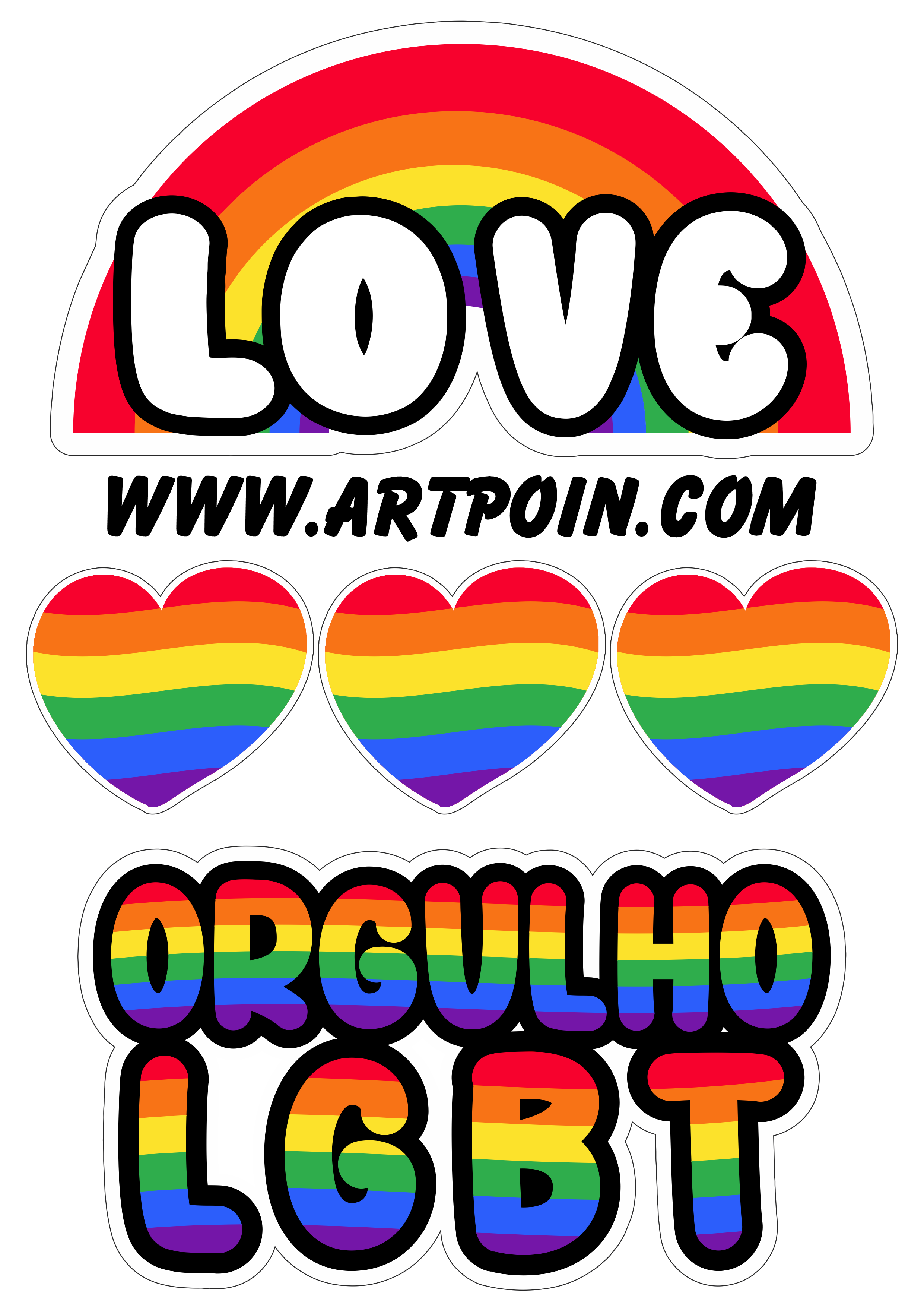 Orgulho LGBT artes coloridas arco-íris baixar topo de bolo png