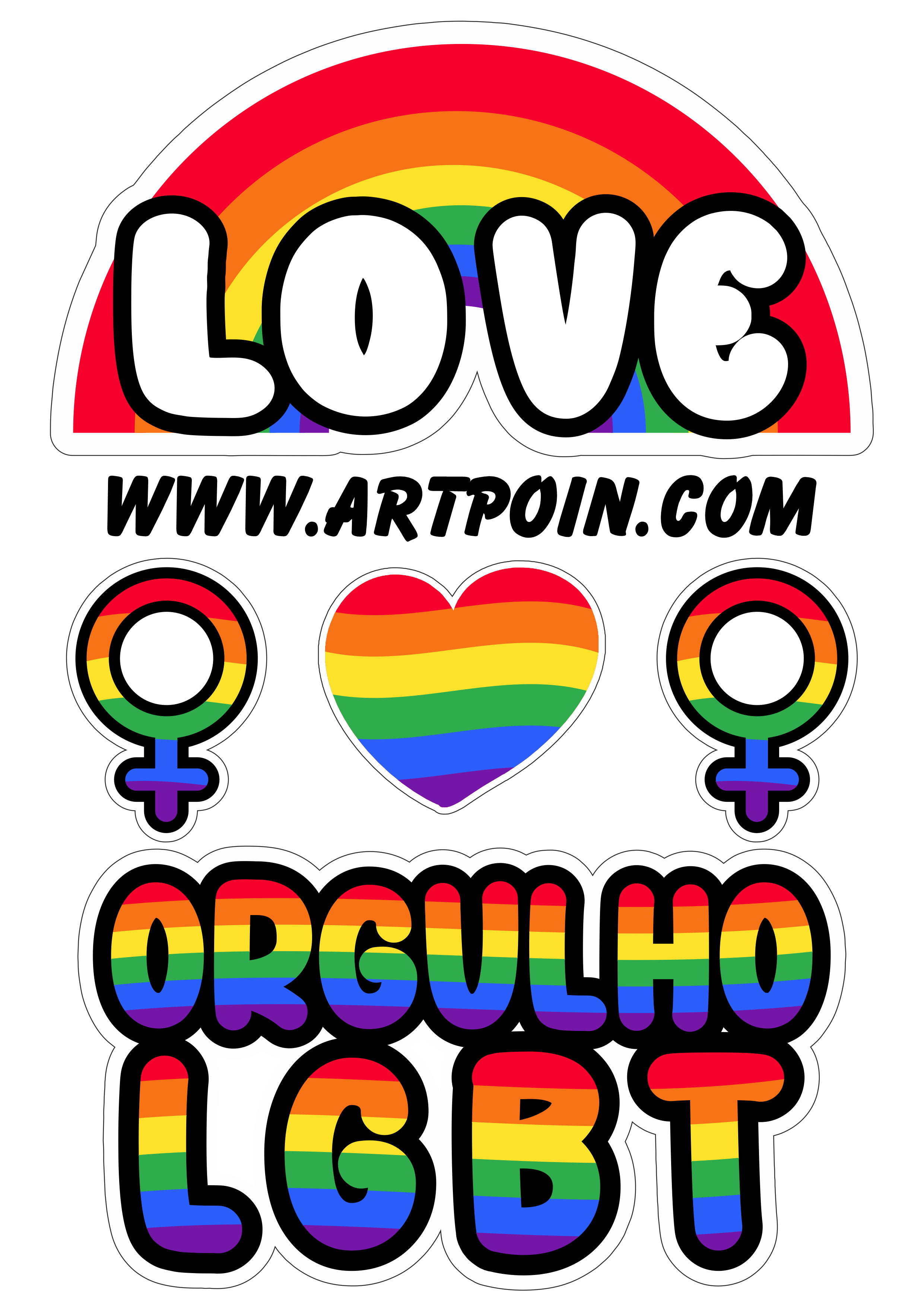 Orgulho LGBT artes coloridas arco-íris baixar topo de bolo para imprimir png