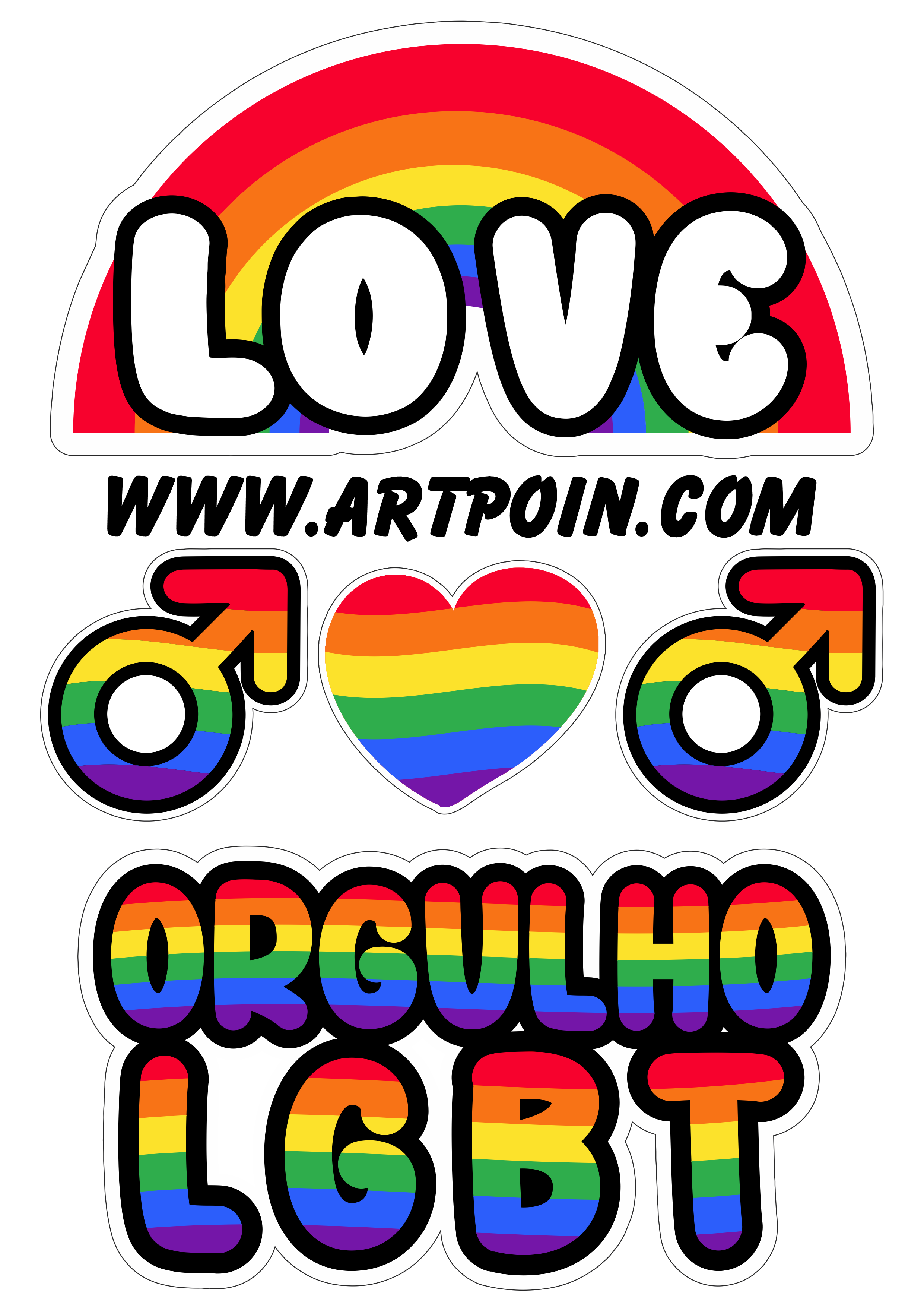 Orgulho LGBT artes coloridas arco-íris baixar topo de bolo para imprimir design grátis png