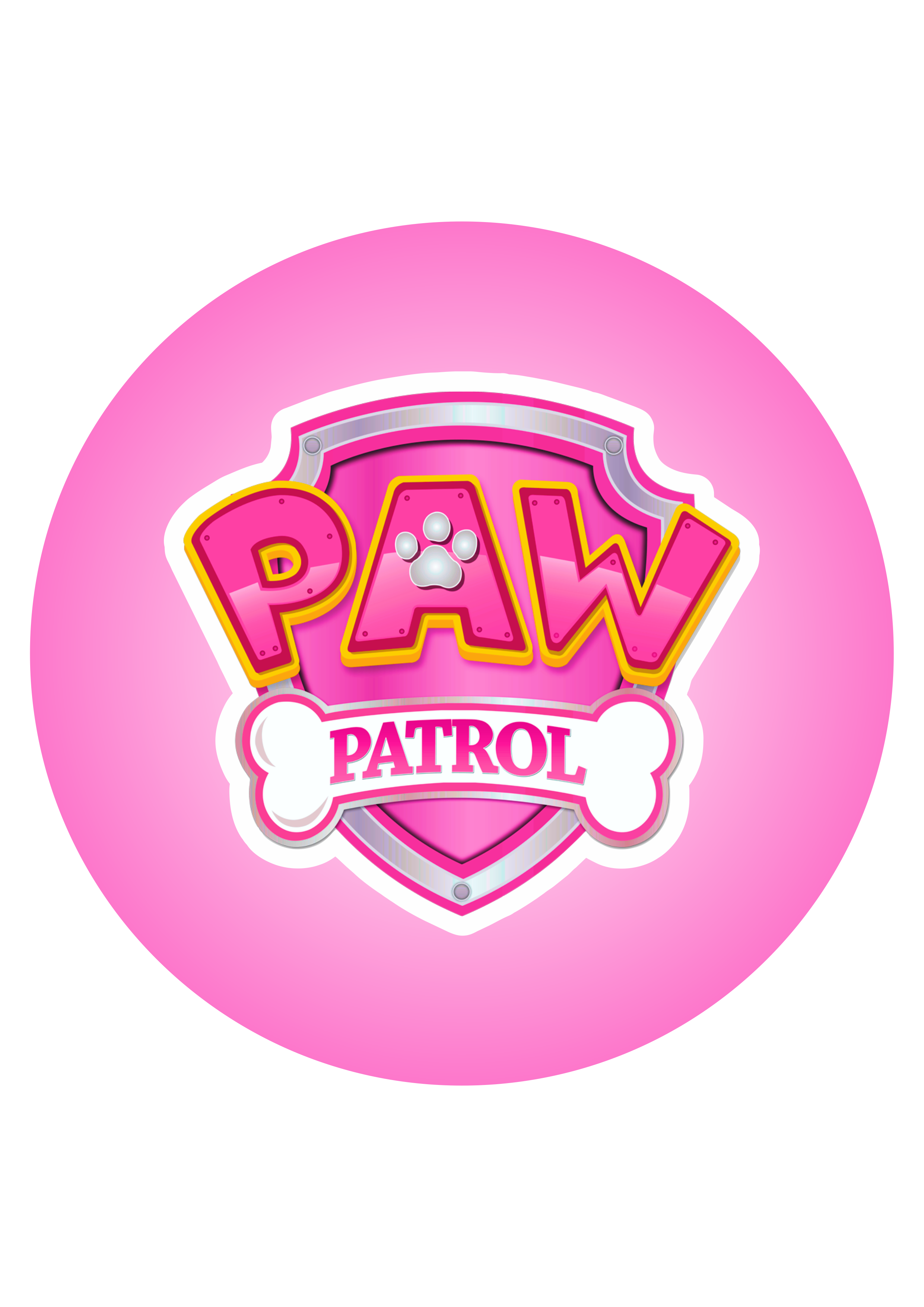 Paw patrol patrulha canina adesivo rosa tag sticker logo painel imagem sem fundo png