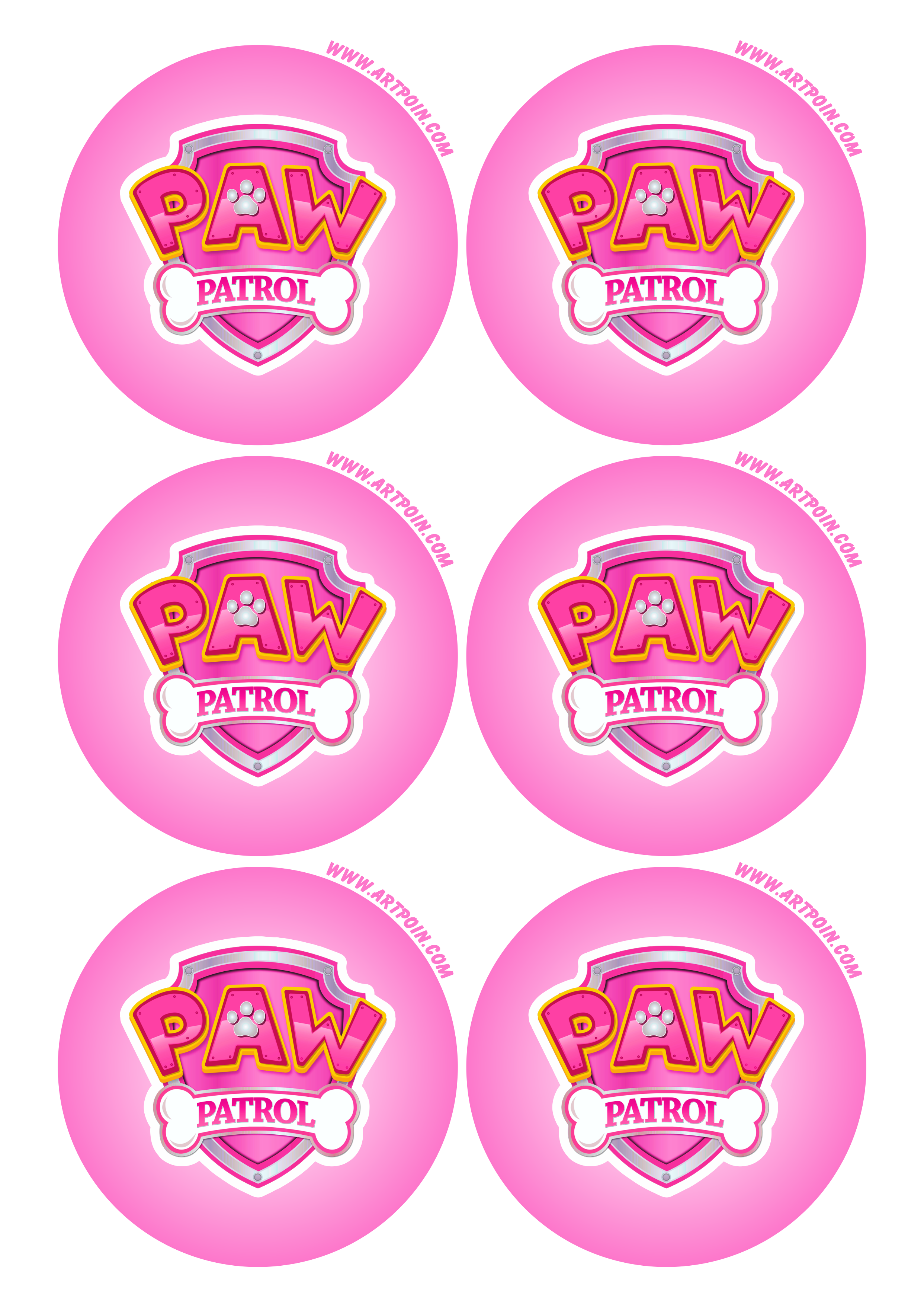Paw patrol patrulha canina adesivo rosa tag sticker logo painel imagem sem fundo 6 imagens png